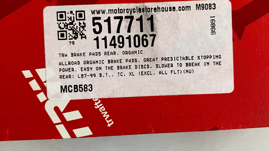 Jeu de plaquettes de frein arrière TRW Harley Davidson REF MCS 517711