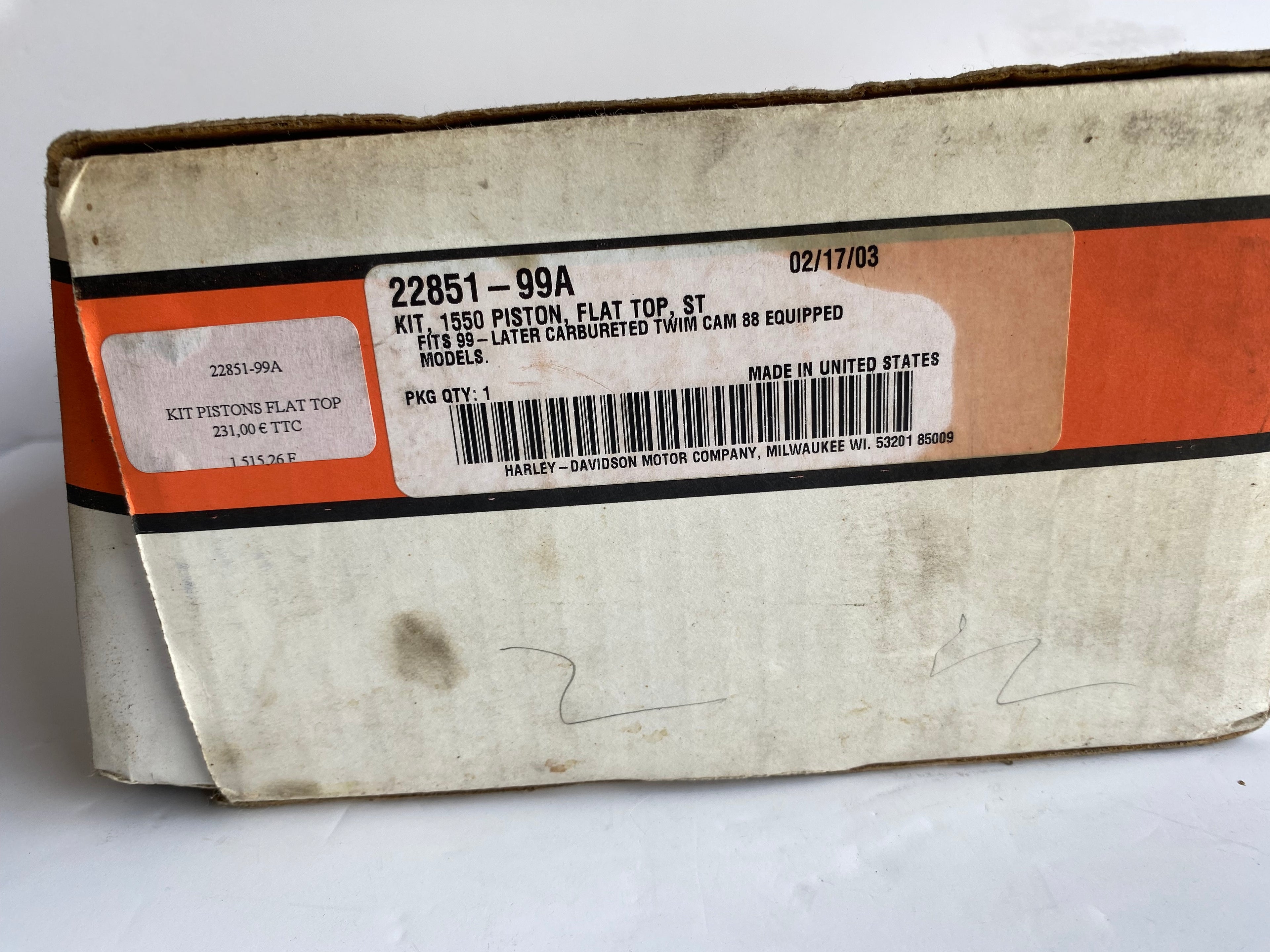 Jeu de pistons 1550 cc Twin Cam Screamin Eagle Harley Davidson REF 22851-99A