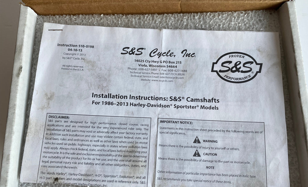 Jeu de cames S&S 500 Sportster Harley Davidson REF S&S 33-5082