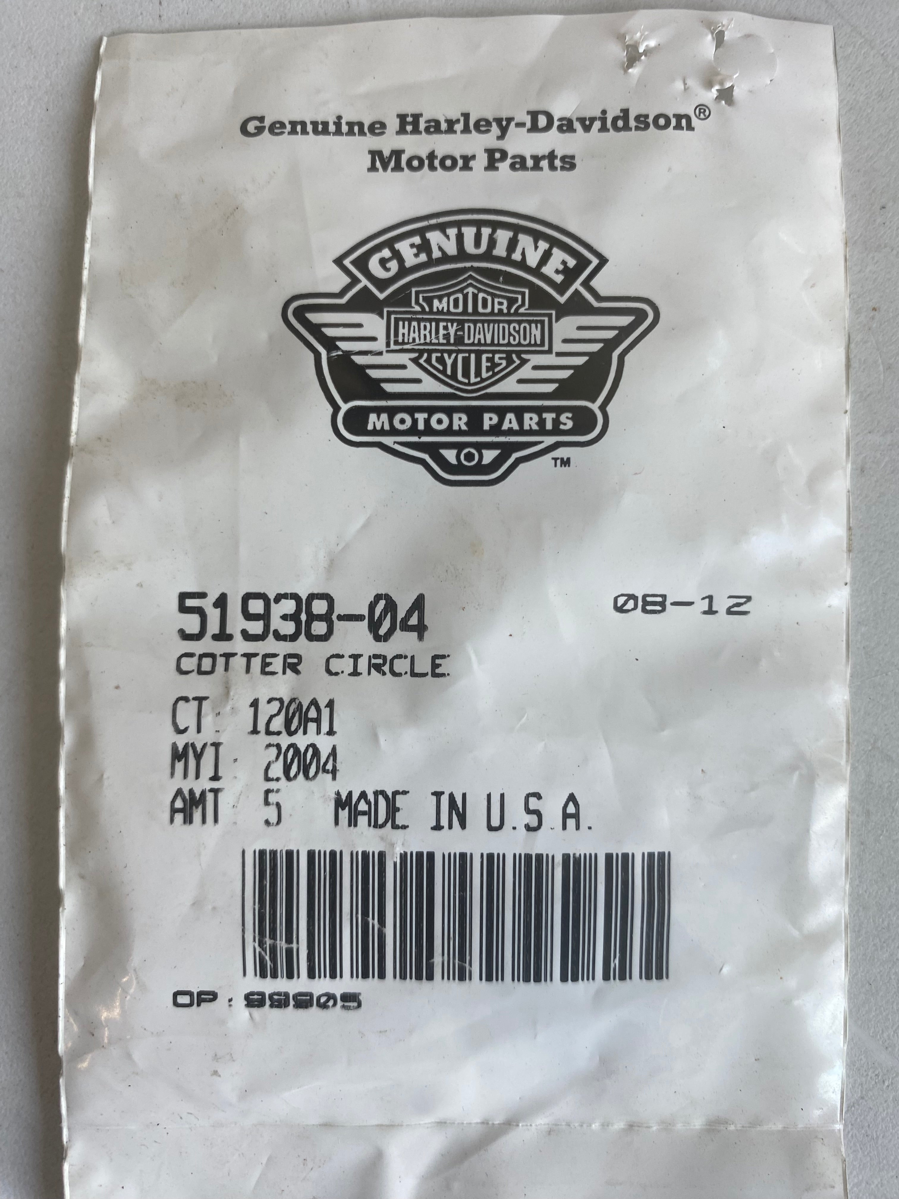 Clip axe biellette maitre cylindre de frein arrière Harley Davidson REF OEM 51938-04