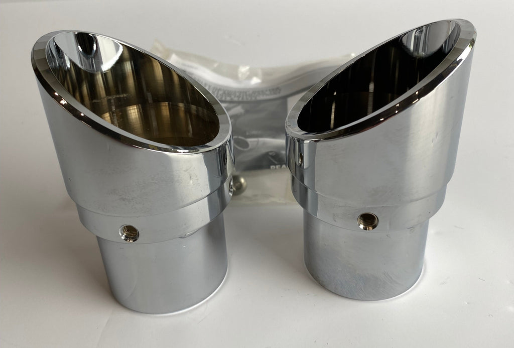 Vance &amp; Hines Chrome Slash Cut Harley Davidson Muffler Tips REF 1802-0011