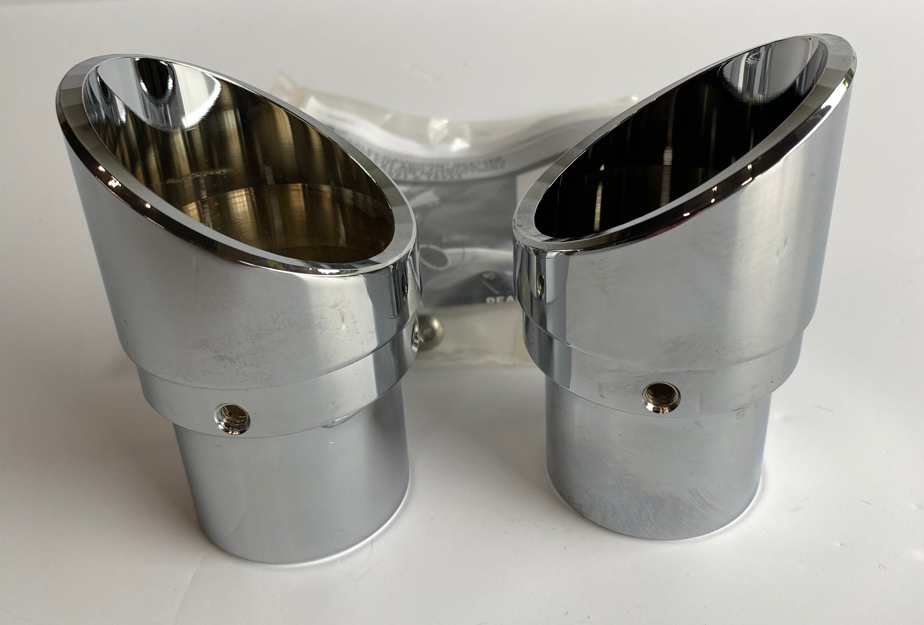 Vance &amp; Hines Chrome Slash Cut Harley Davidson Muffler Tips REF 1802-0011