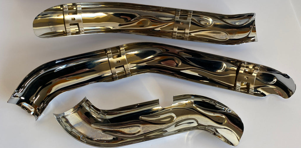 Harley Davidson Touring Flame Chrome Heat Shield Set REF 65540-04A