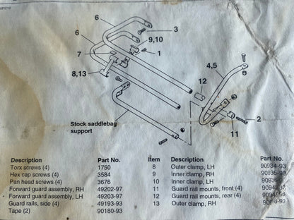 Kit de barres de protection sacoches Touring Harley Davidson REF OEM 91126-97