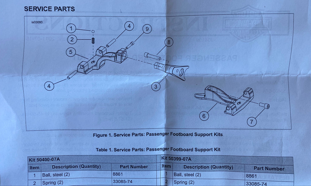 Kit de supports de marches pieds passager Softail Fat Boy Harley Davidson REF 50399-07A