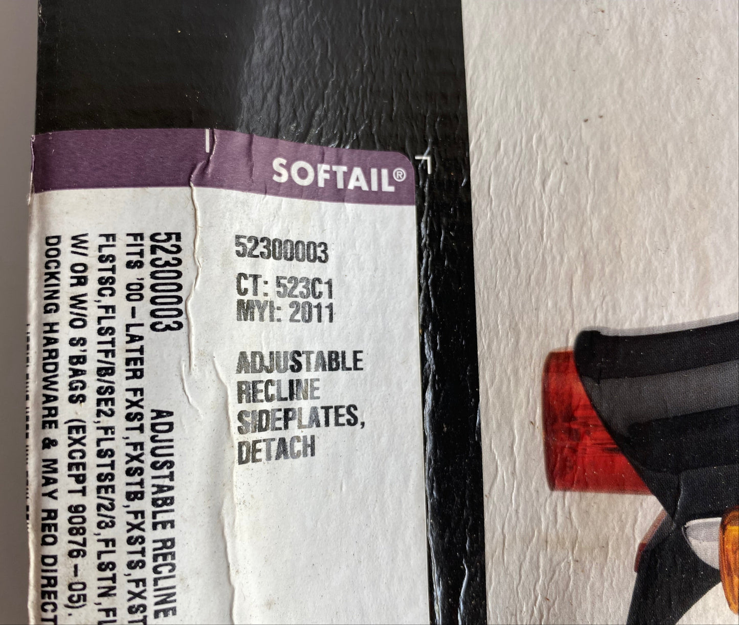 Plaques détachables sissy bar noirs Softail Harley Davidson REF OEM 52300003
