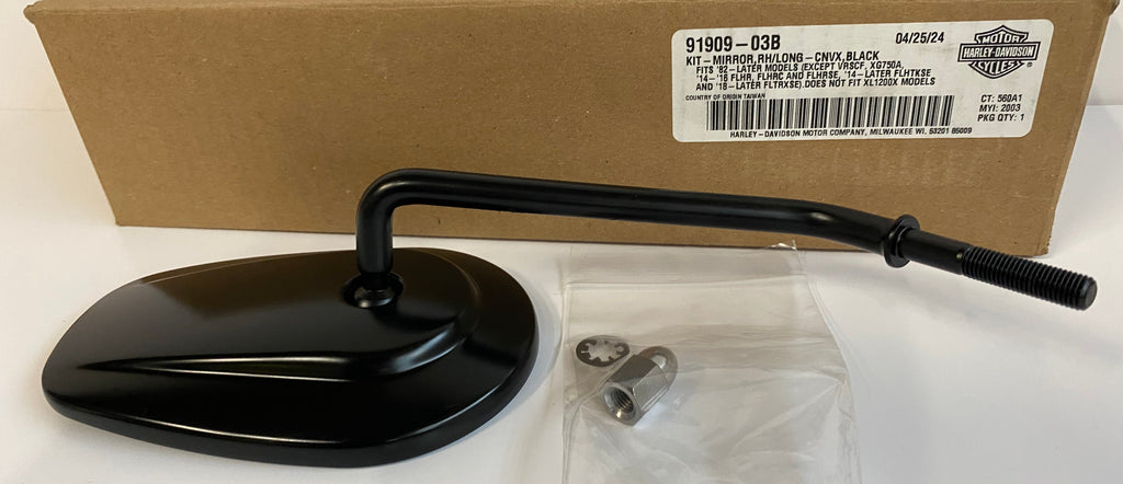 Rétroviseur noir coté droit branche longue Harley Davidson REF OEM 91909-03B