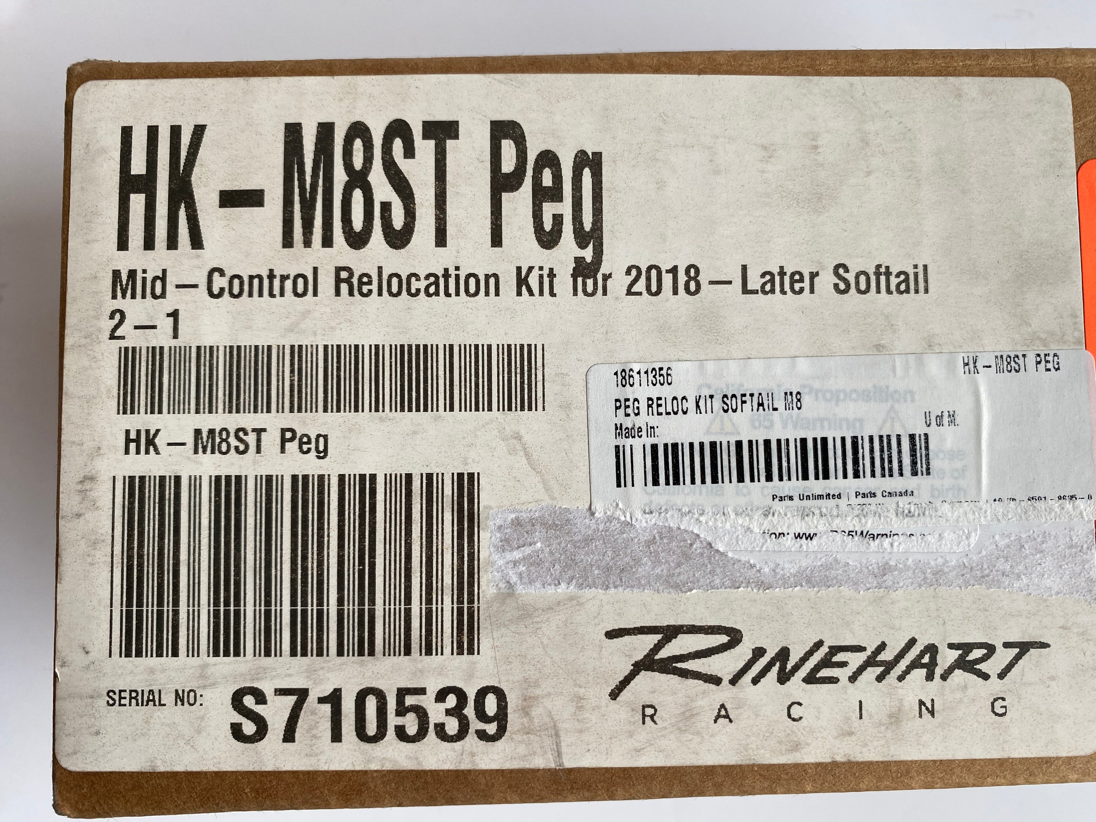 Plaque déport support cale pied pilote droit Rinehart Harley Davidson REF 1861-1356