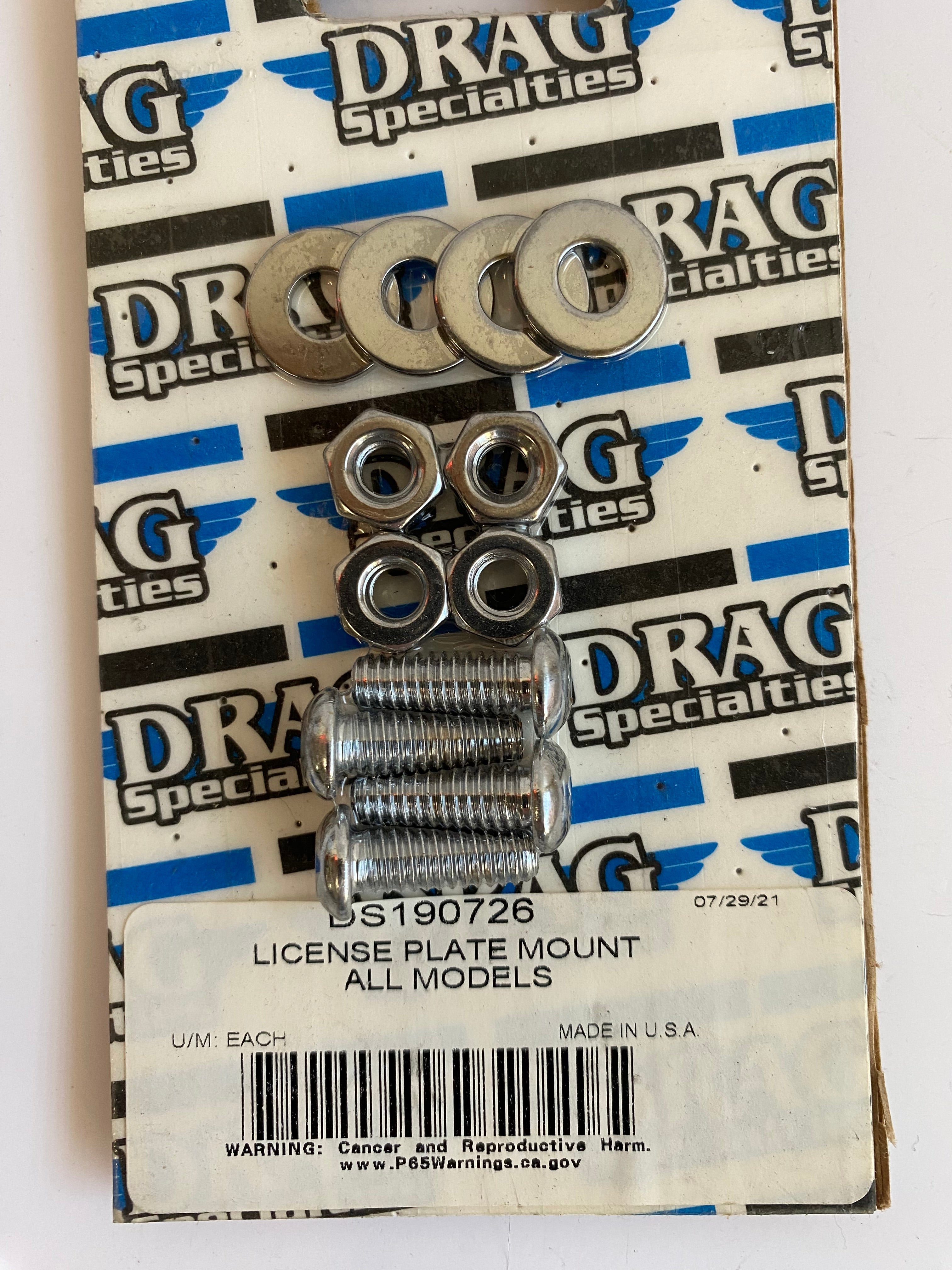 Kit visseries fixation plaque d'immatriculation Harley Davidson REF DRAG DS190726