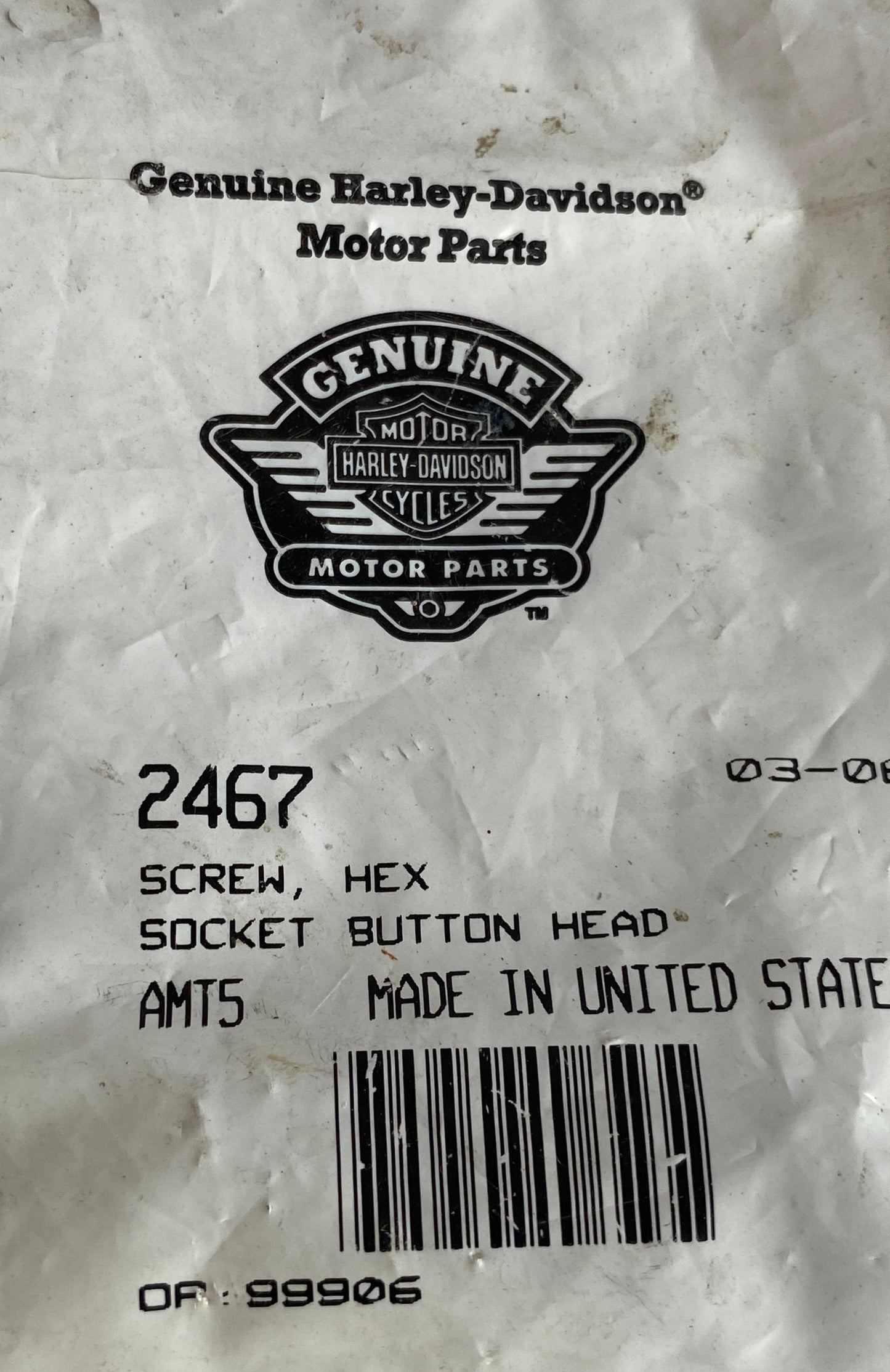 Vis 10-24 x 1/2 trappe carburant Dyna Harley Davidson REF OEM 2467
