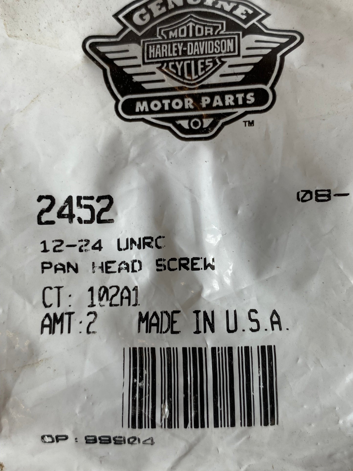 Vis 12-24 x 13/16 pare brise Harley Davidson REF OEM 2452