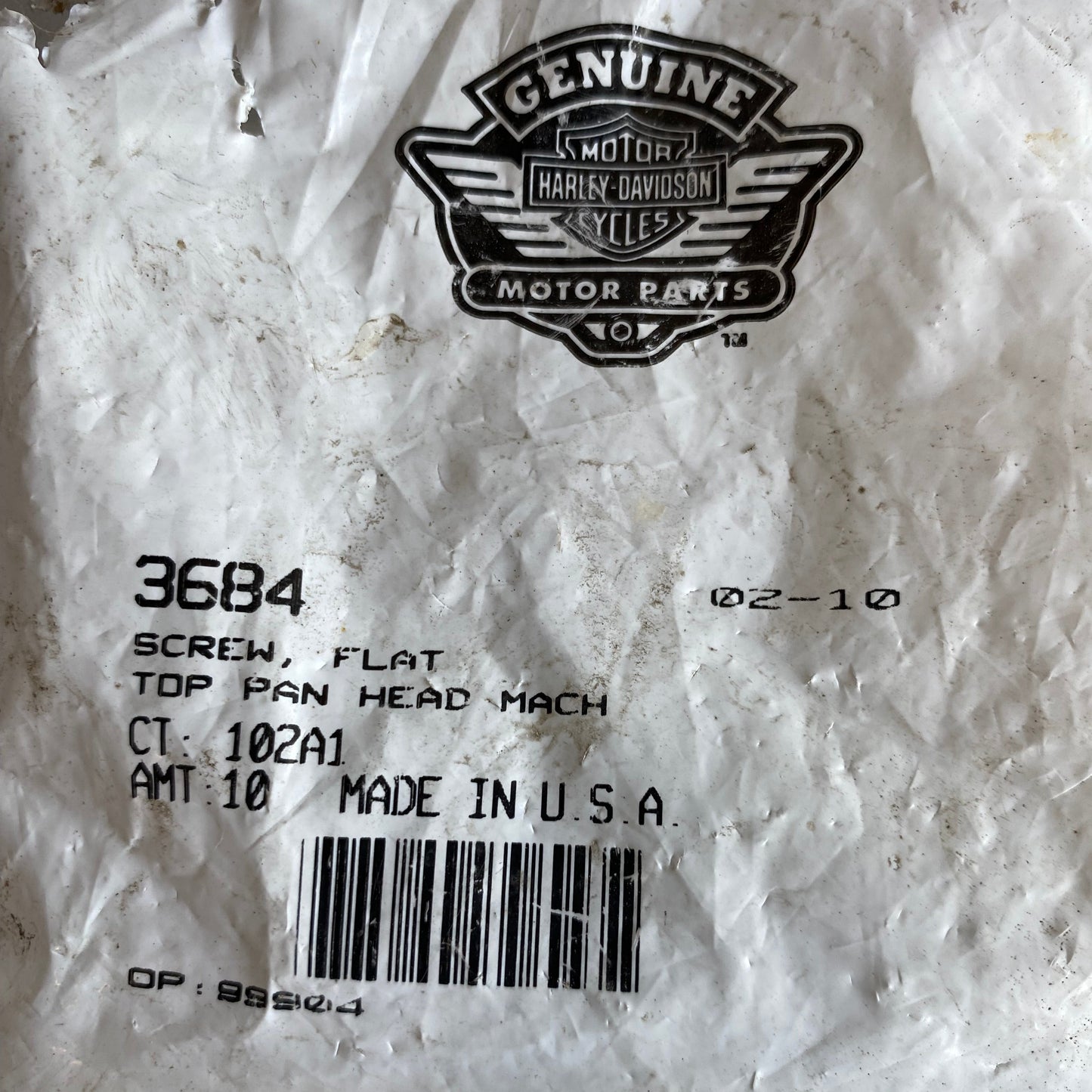 Vis 5/16-18 x 1 pouce Torx tête plate Harley Davidson REF OEM 3684