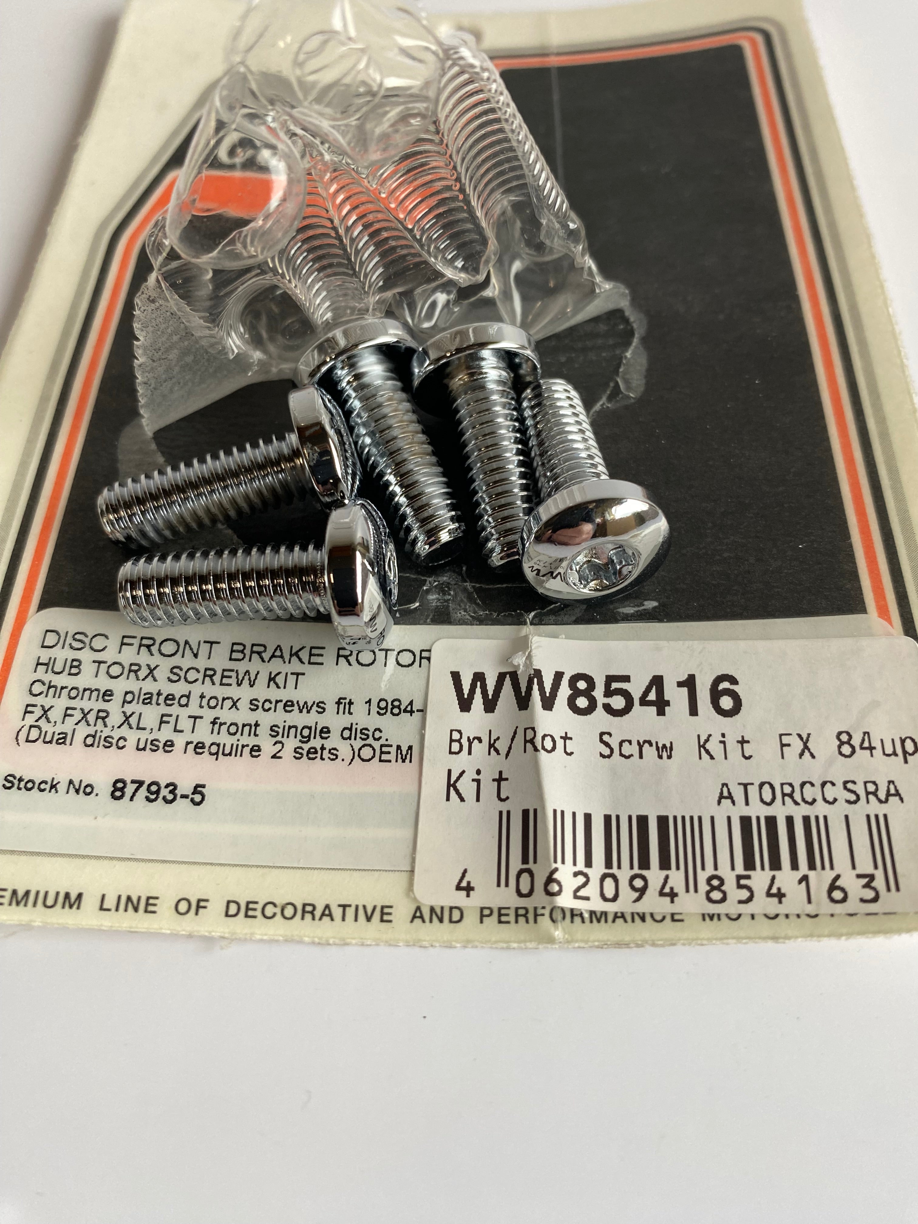 Kit de 5 vis chromées pour disque de frein avant Harley Davidson REF WW 85-816