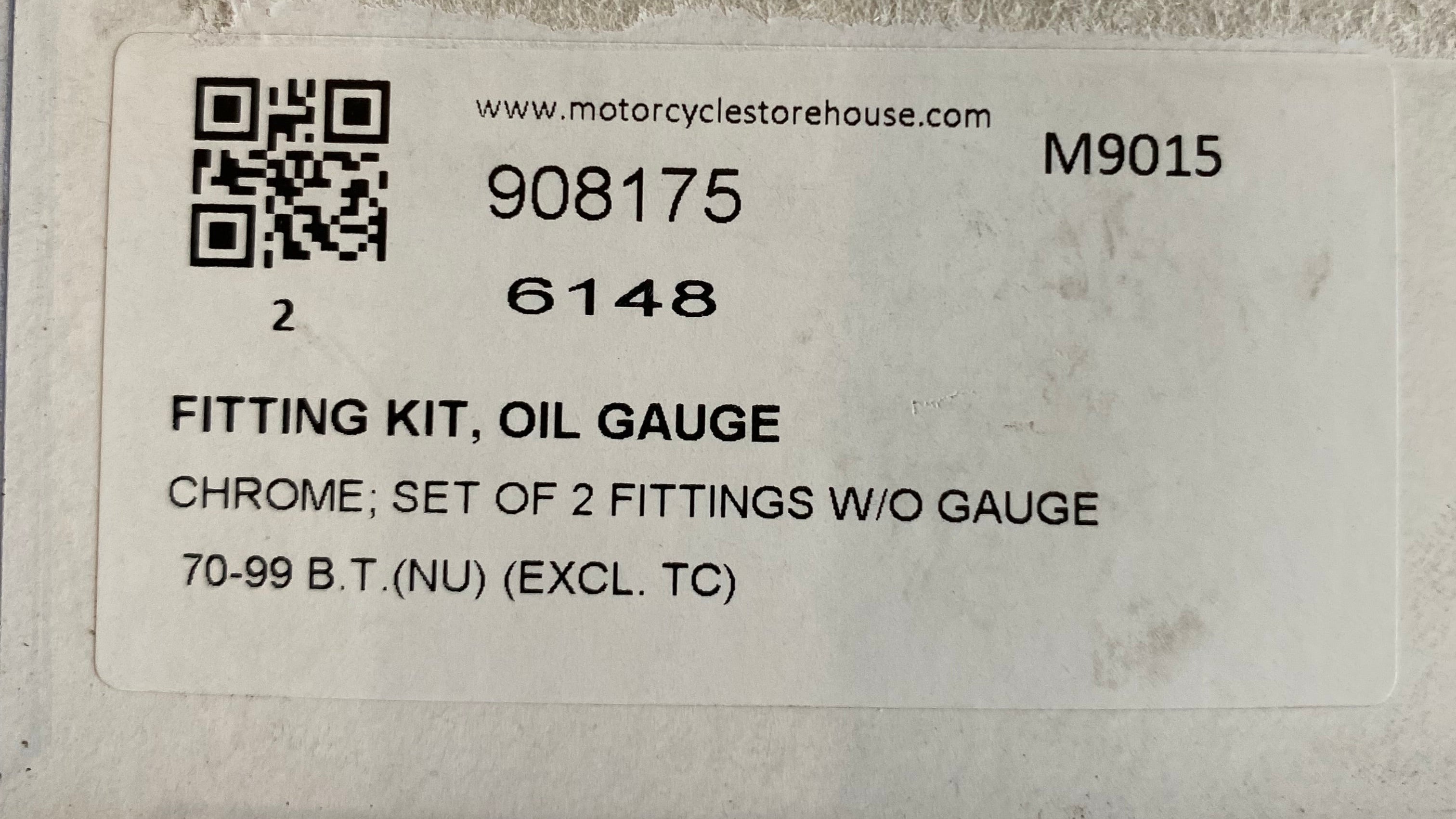 Kit raccords pour manometre pression d'huile Harley Davidson REF MCS 908175