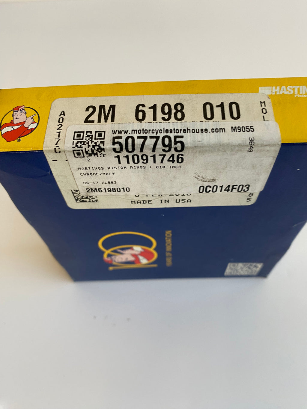 Jeu de segments +.010 Hastings 1 cylindre moteur 883 Harley Davidson REF MCS 507795