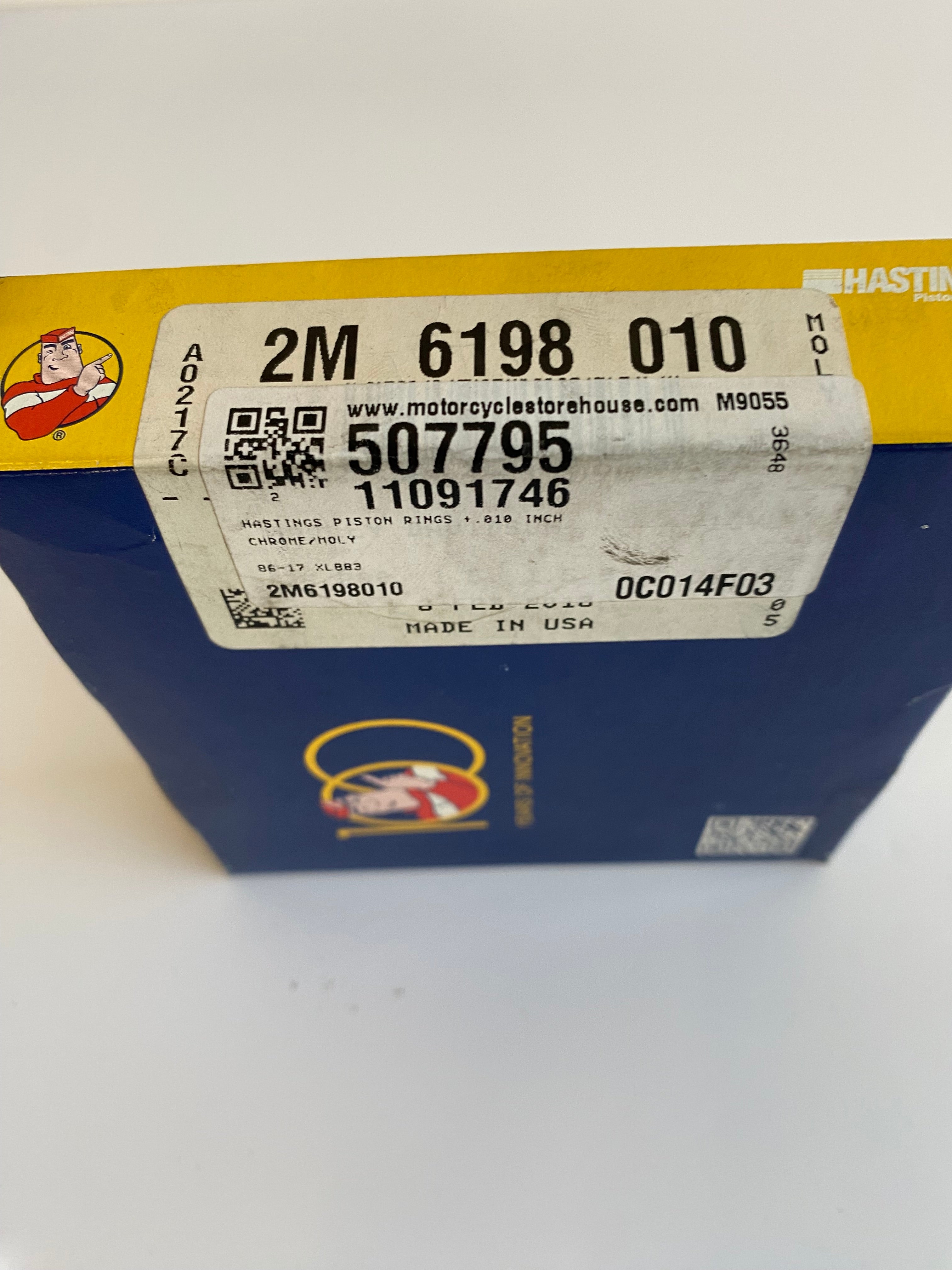 Jeu de segments +.010 Hastings 1 cylindre moteur 883 Harley Davidson REF MCS 507795