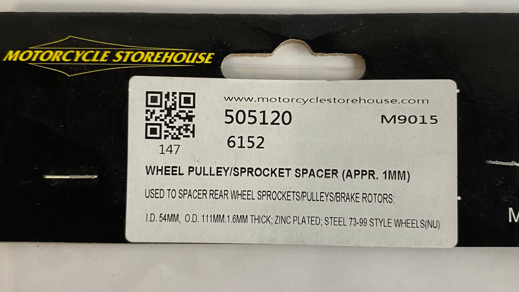 Cale 1,6 mm de disque de frein ou couronne arrière roue Harley Davidson REF MCS 505120