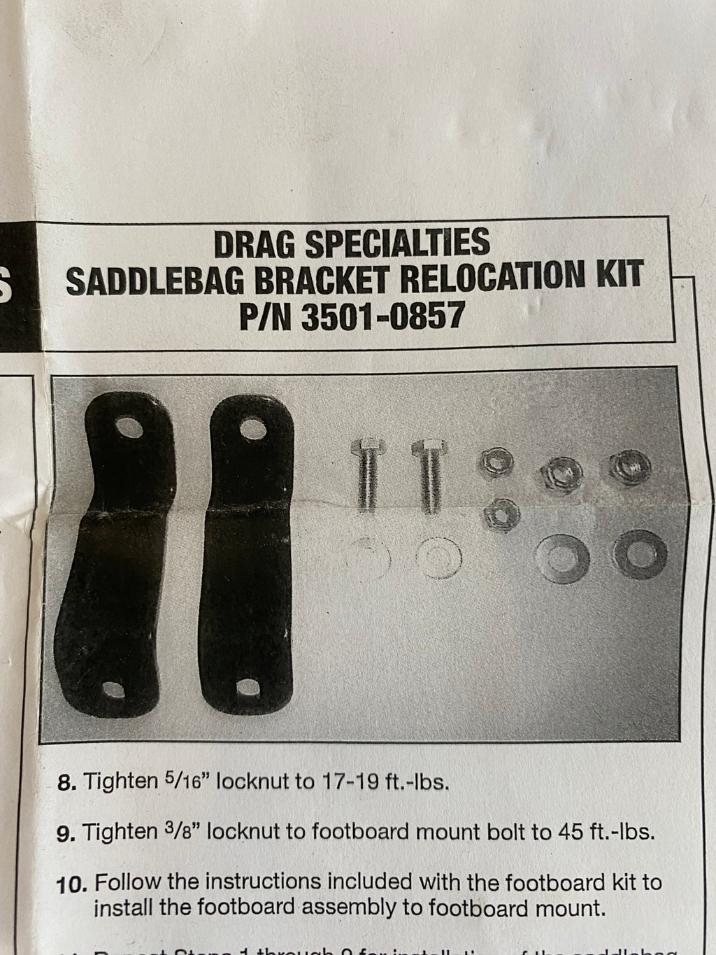 Kit de fixation de repose pied passager/sacoches Softail Héritage Harley Davidson REF Drag 3501-0857