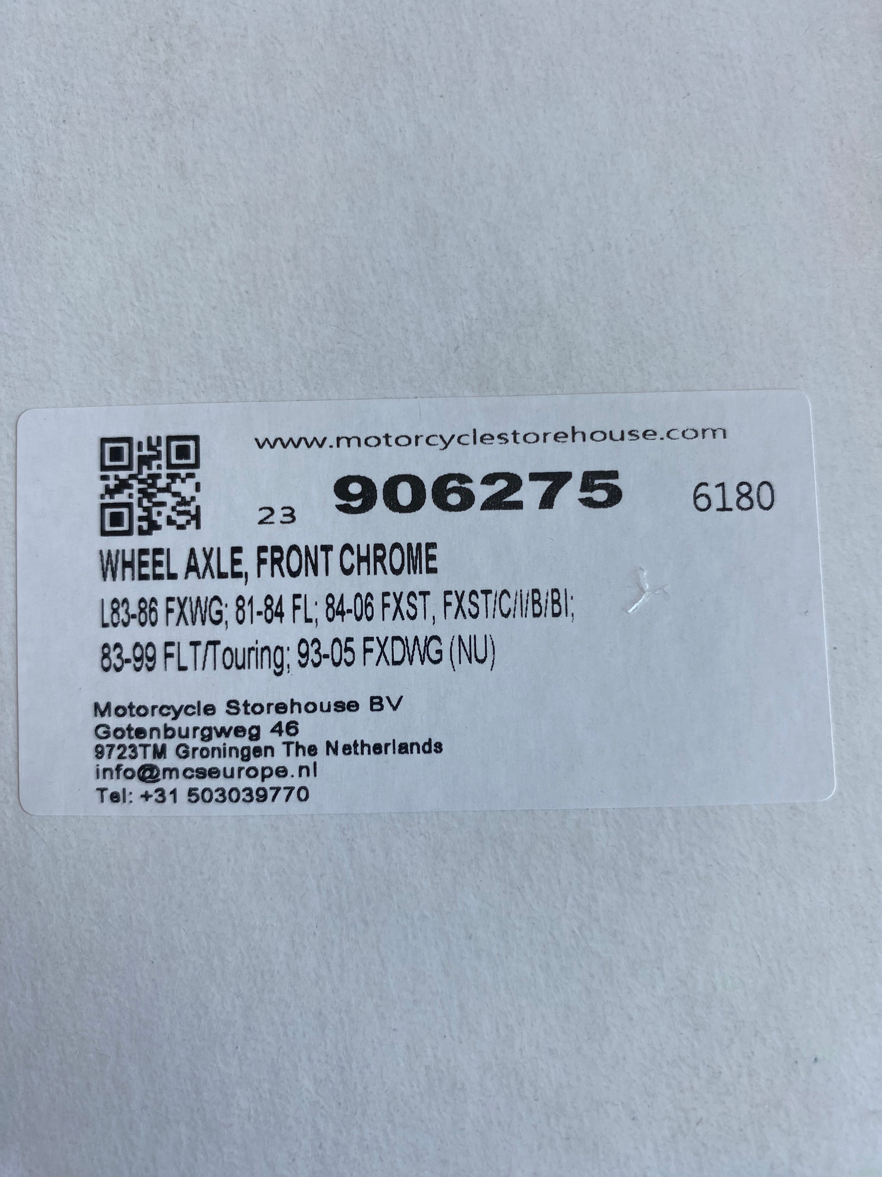 Axe de roue avant chromée 327 mm & Ø 3/4" Harley Davidson REF OEM 43346-83B