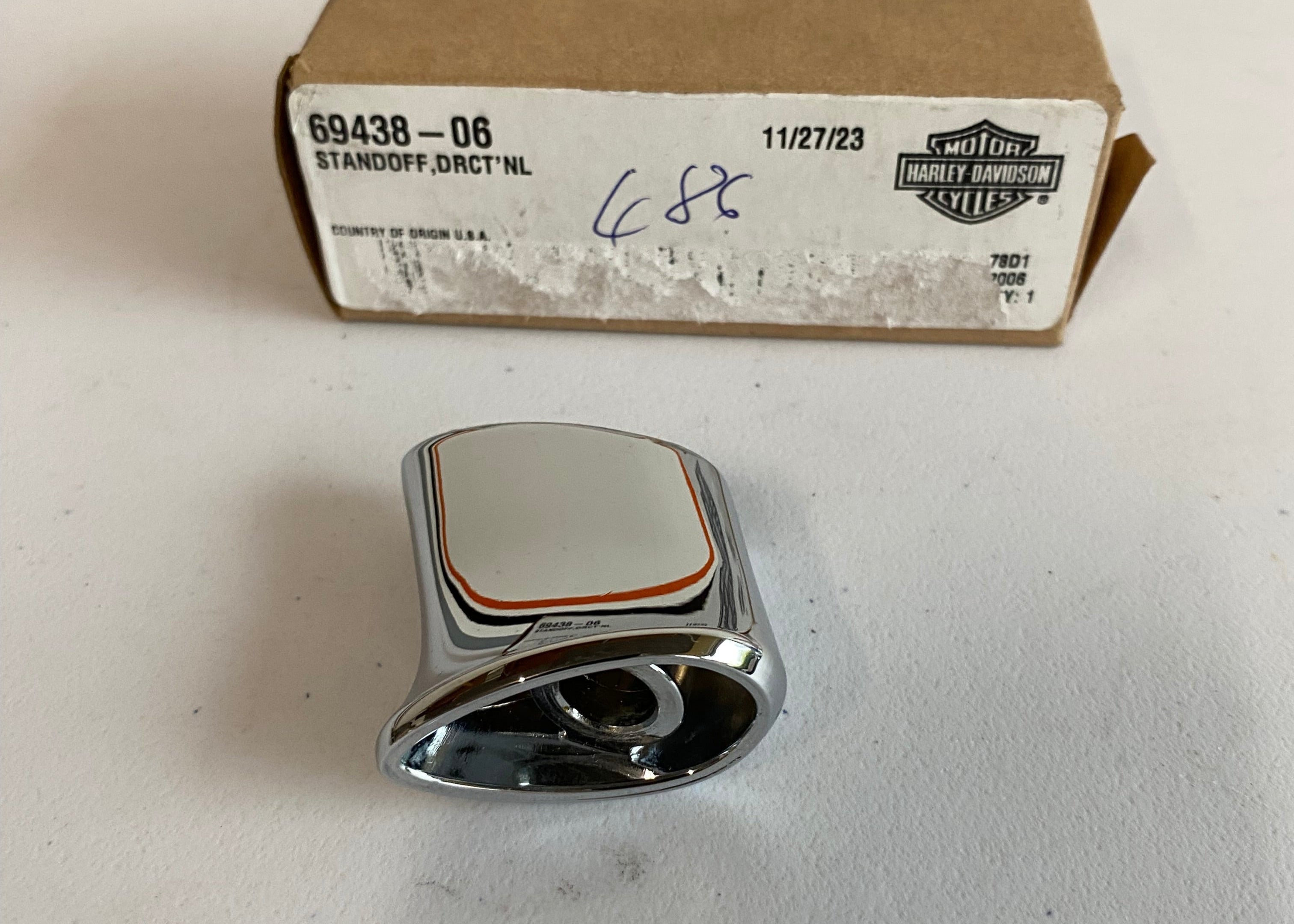 Harley Davidson OEM Chrome Rear Turn Signal Bracket: 69438-06