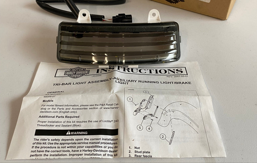 Harley Davidson Touring Smoked Tri-Bar Tail Light OEM REF: 68358-07A