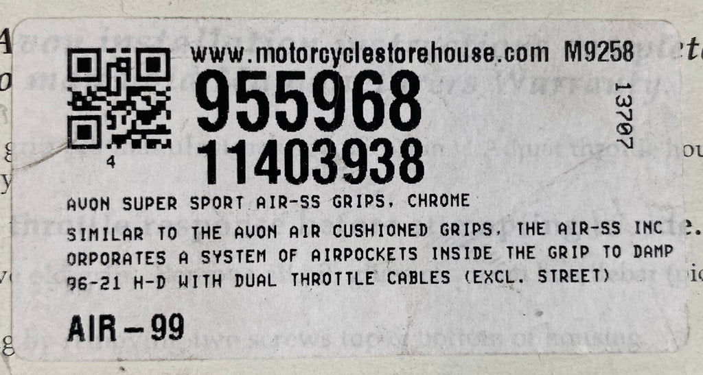 Jeu de poignées AVON Super Sport Air chrome Harley Davidson RE MCS 955968
