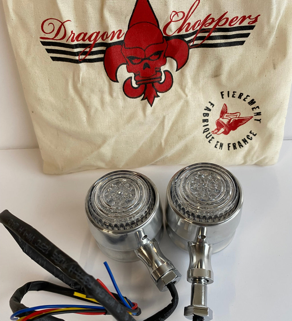 Jeu de 2 clignotants feu 3 fonctions arrière Dragon Choppers Harley Davidson REF 12-020