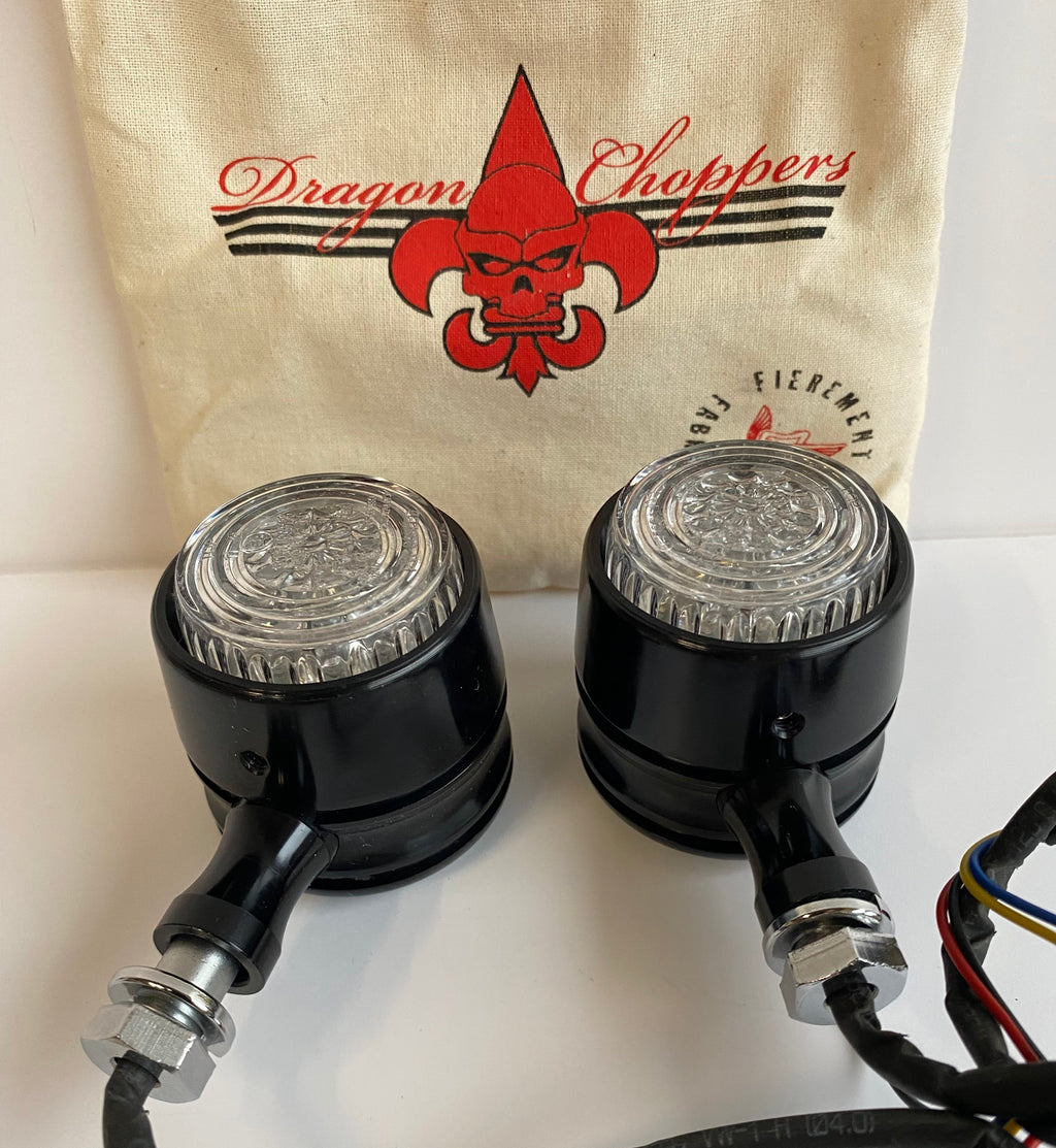 Jeu de 2 clignotants feu 3 fonctions arrière Dragon Choppers Harley Davidson REF 12-023
