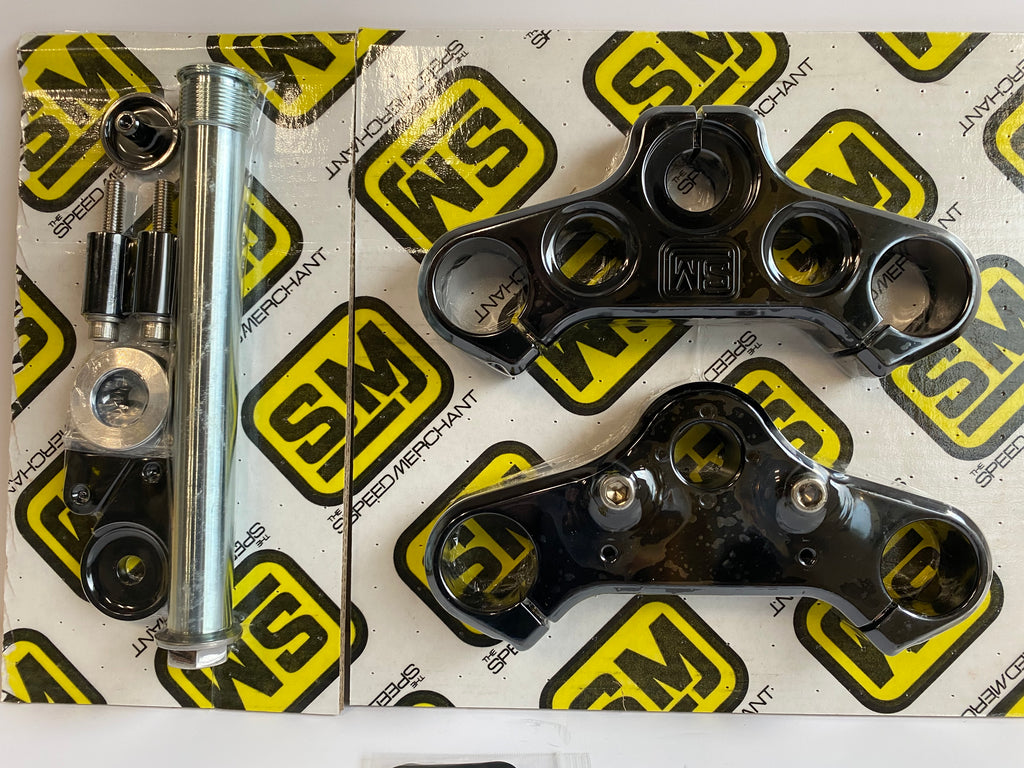 Jeu de tés de fourche 39 mm noir Speed Merchant Sportster, Dyna Harley Davidson REF Drag 0408-0298