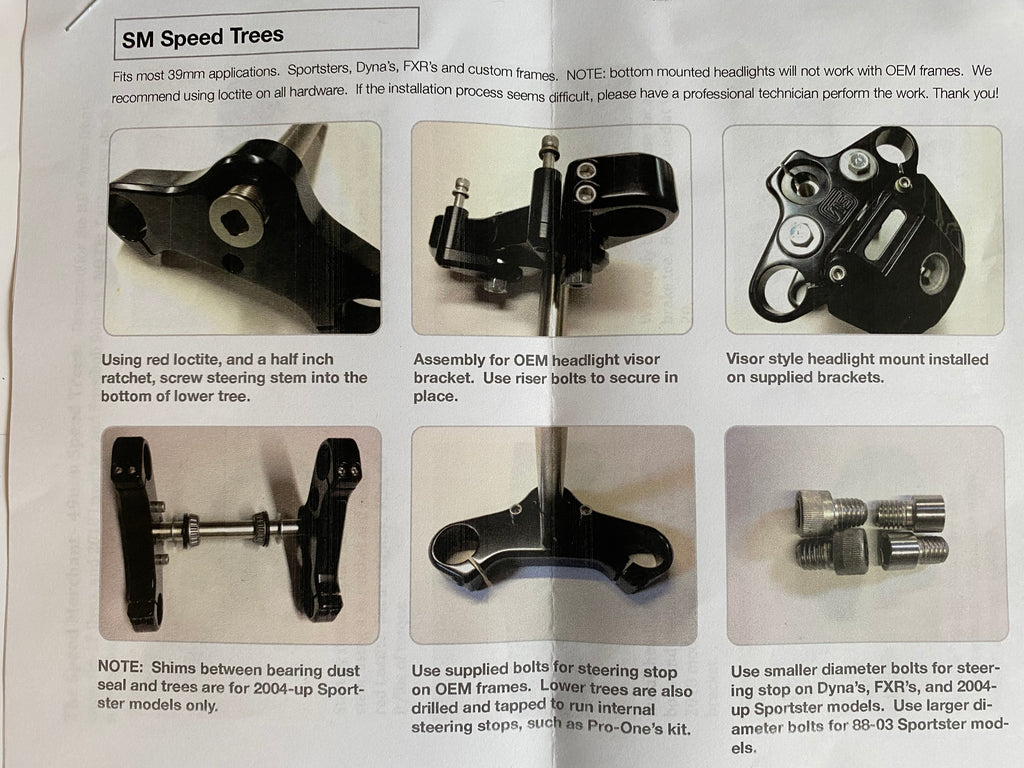 Jeu de tés de fourche 39 mm noir Speed Merchant Sportster, Dyna Harley Davidson REF Drag 0408-0298