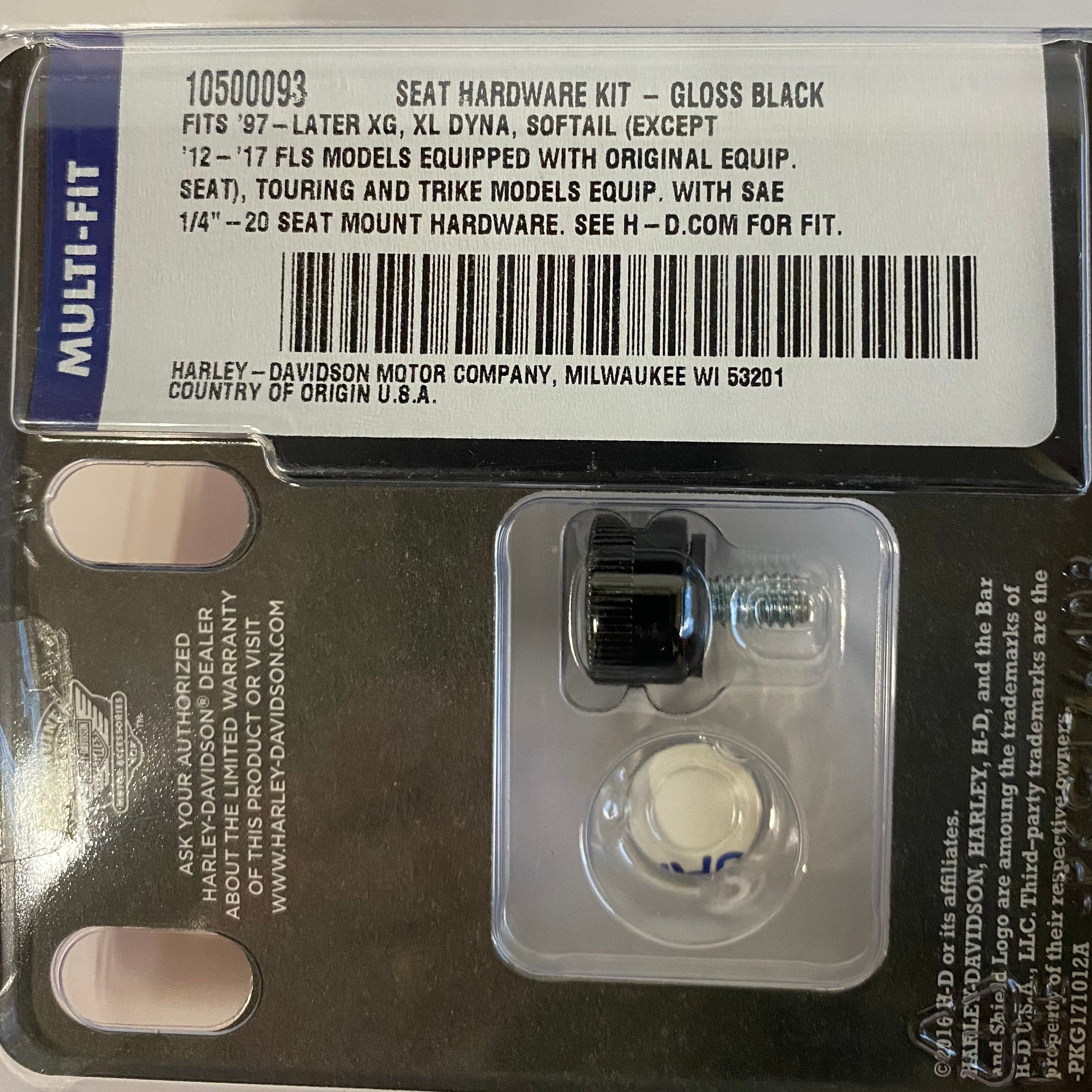 Vis de selle noir moleté Harley Davidson REF 10500093