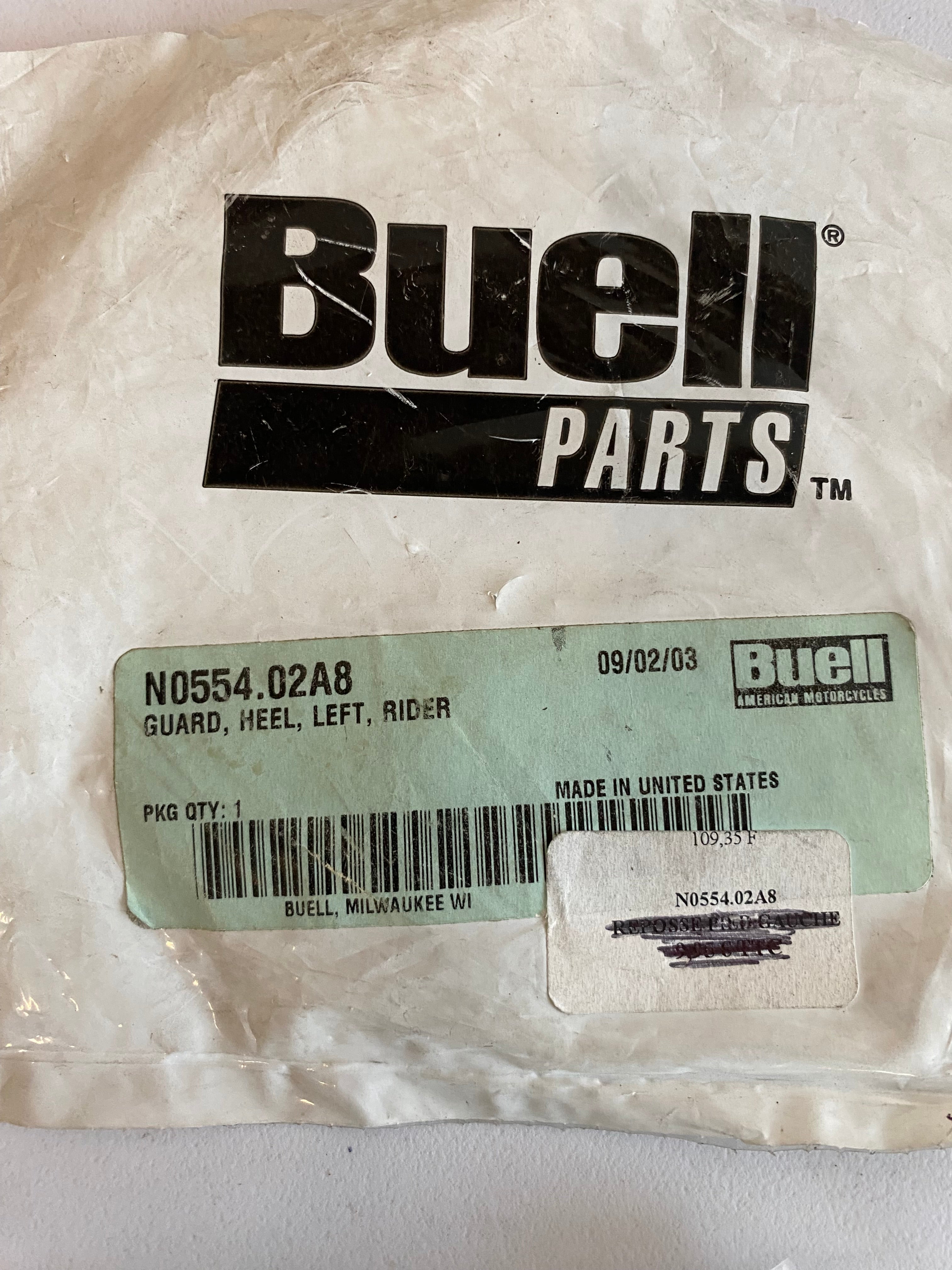 BUELL Left Heel Guard OEM REF: N0554.02A8