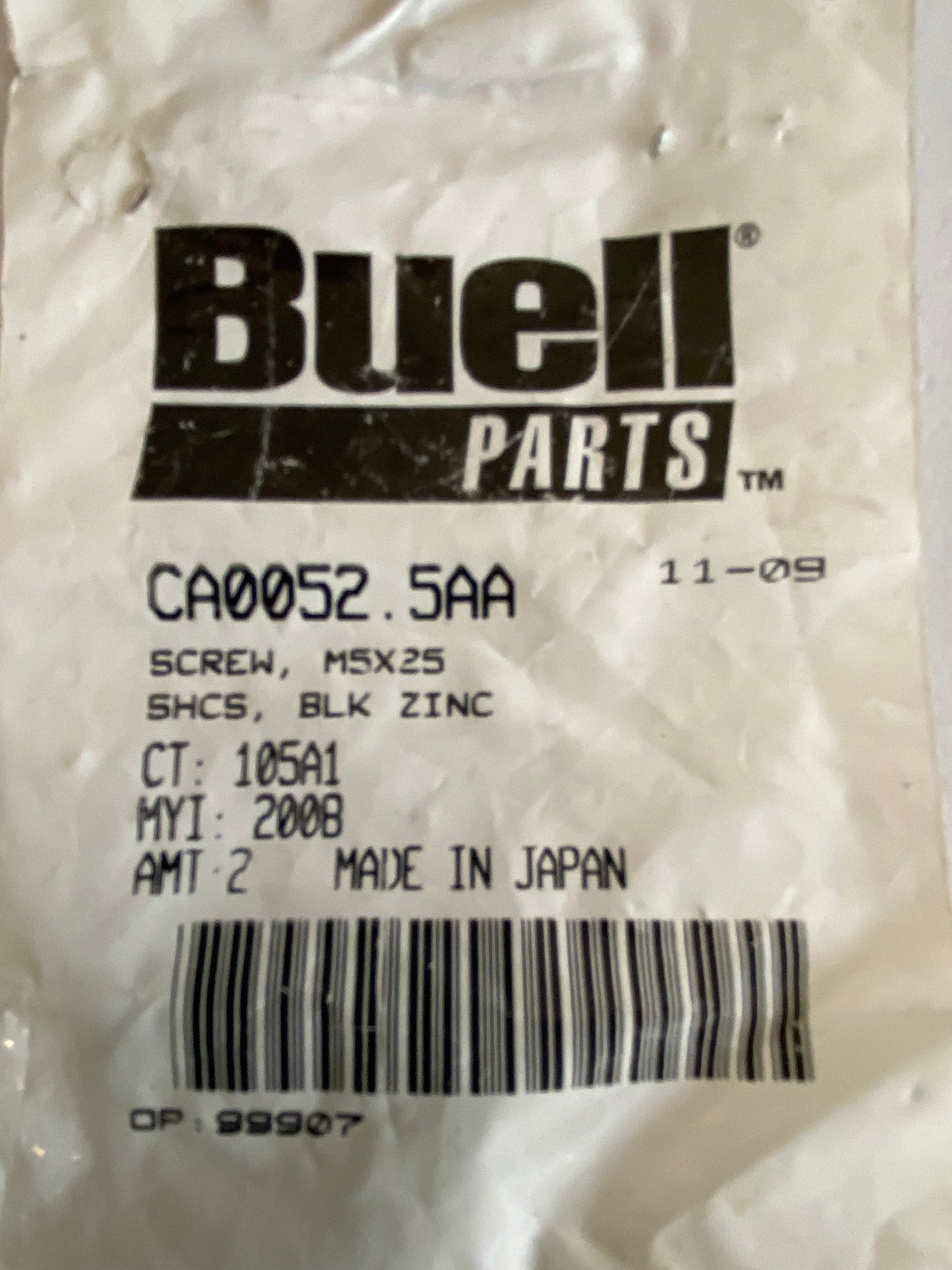 BUELL switch screw OEM REF: CA0052.5AA