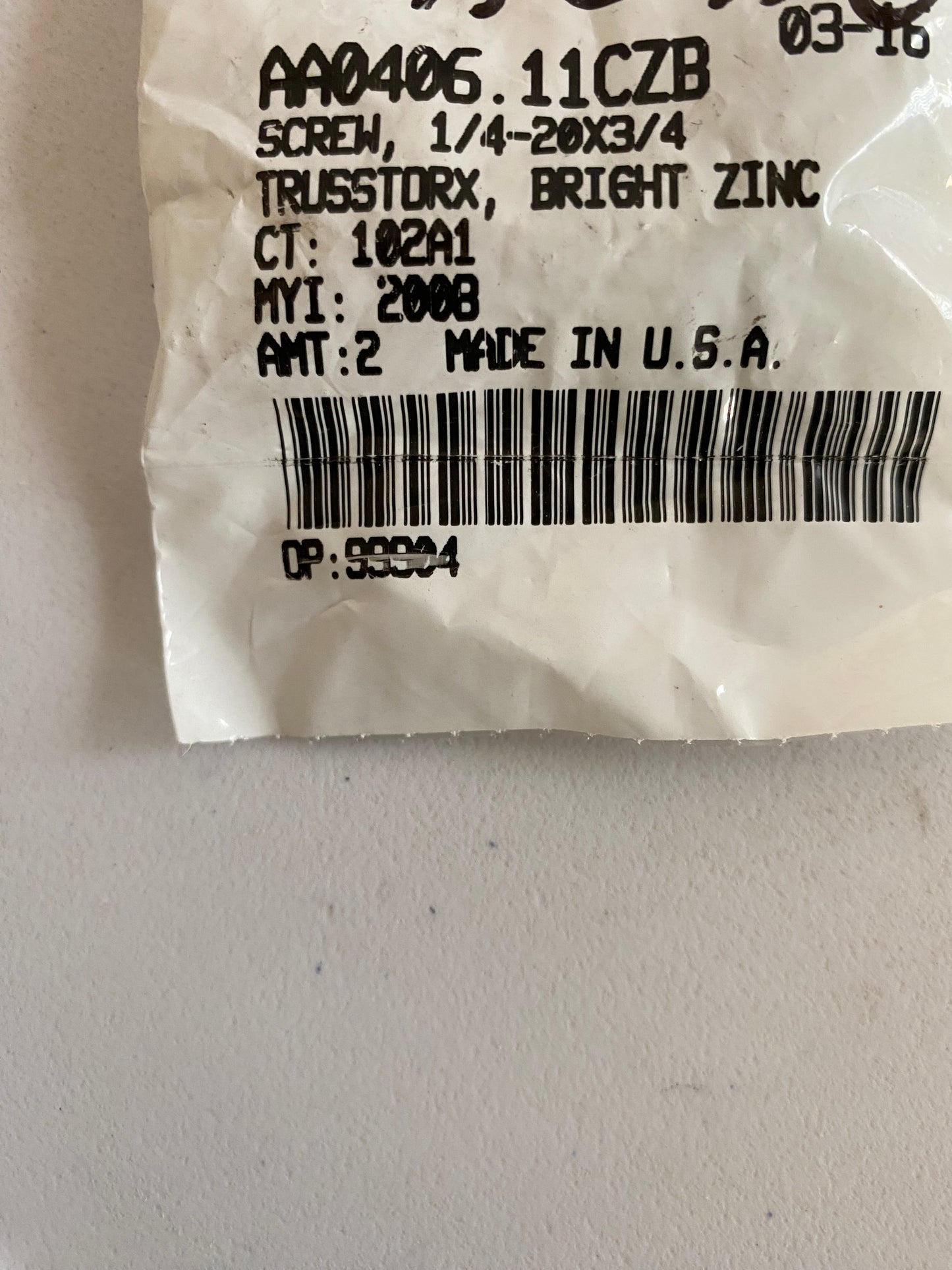 Buell front brake hose clamp screw REF OEM: AA0406.11CZB