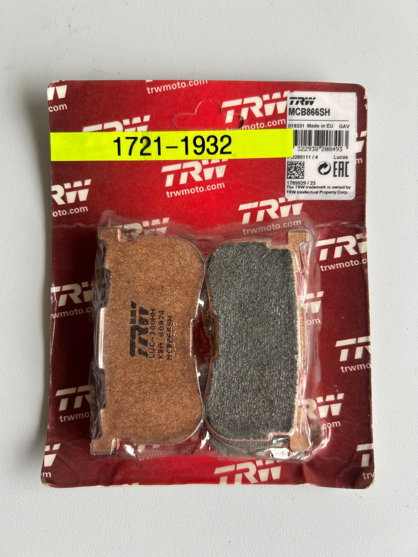 jeu de plaquettes de frein arrière TRW TRI GLIDE Harley Davidson REF MCB866SH