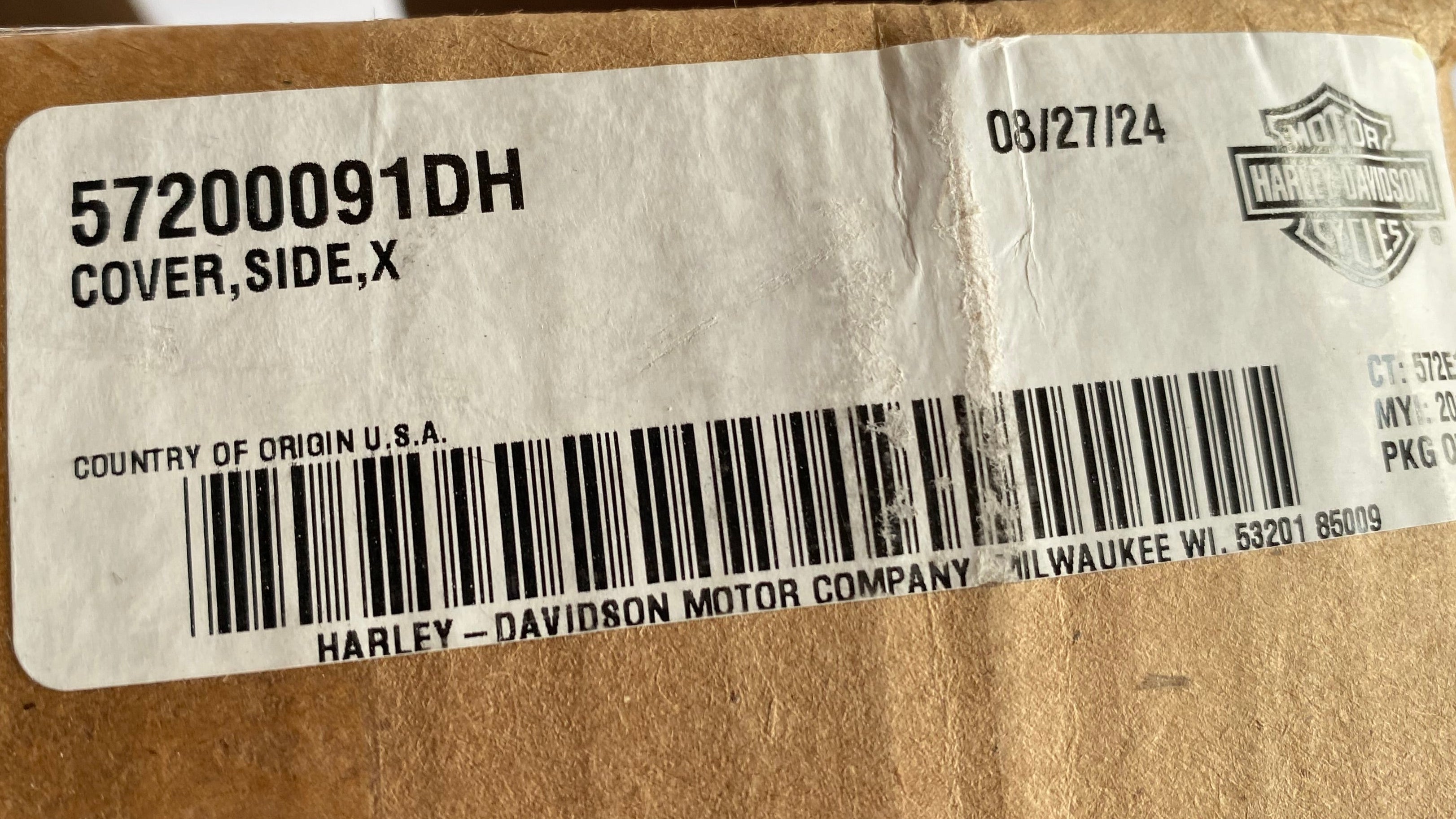 Cache latéral gauche Sportster 15-22 Harley Davidson REF OEM 57200091DH
