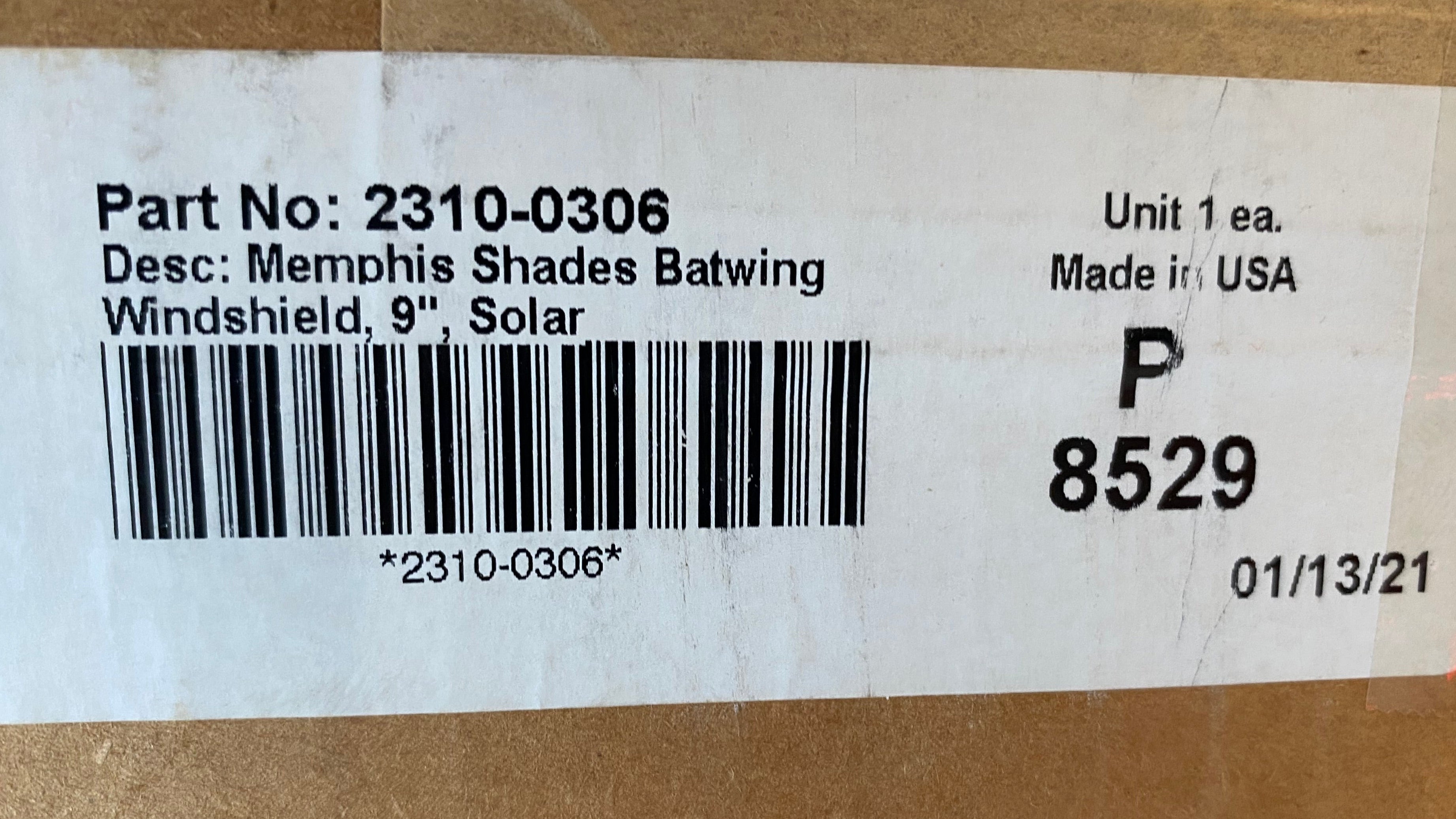 Pare brise 9 pouces Memphis Shades Batwing Harley Davidson REF Drag 2310-0306