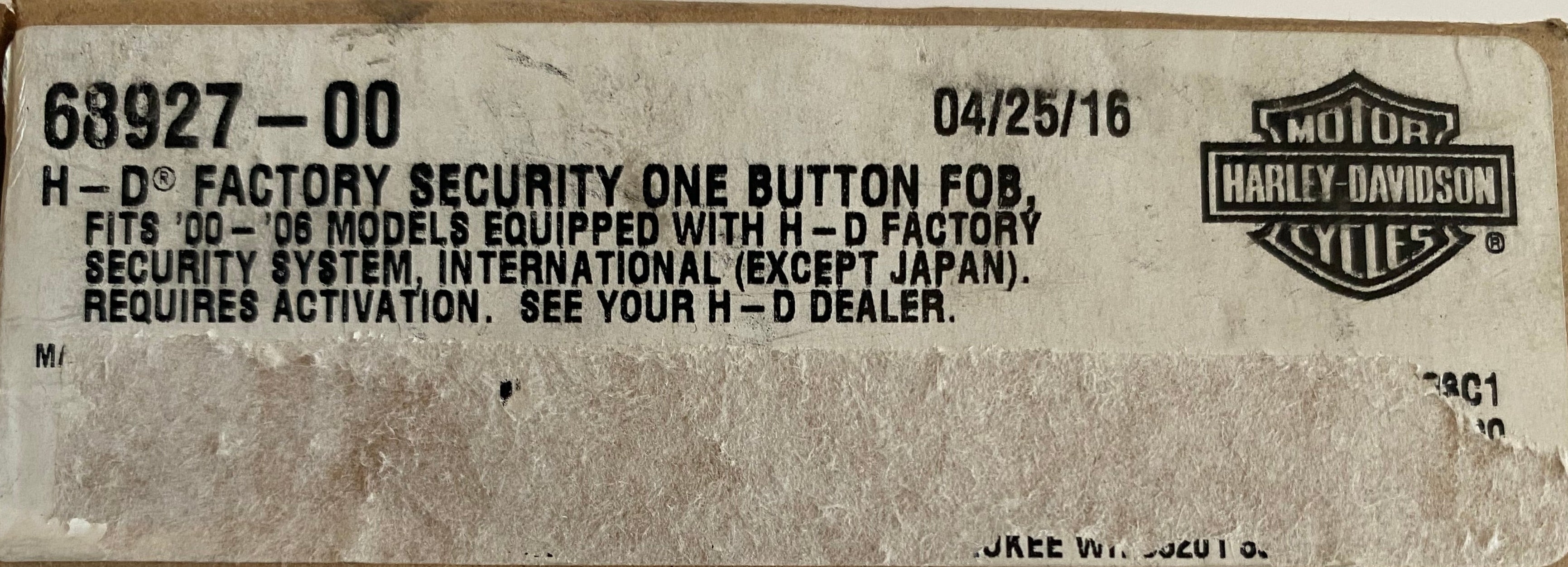 Télécommande FOB alarme bouton centrale Harley Davidson REF OEM 68927-00