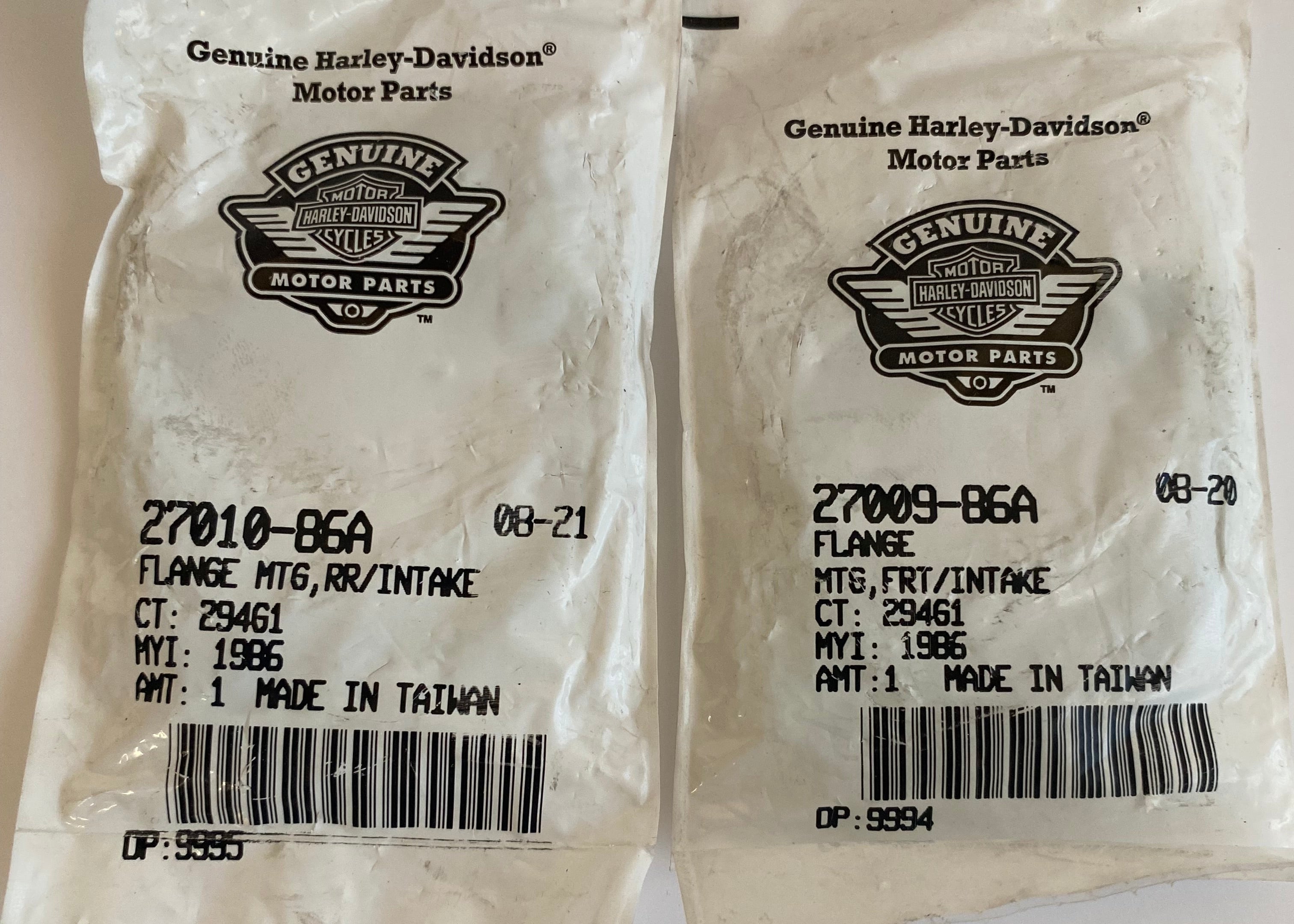 Jeu de brides admission Harley Davidson REF OEM 27009-86A et 27010-86A