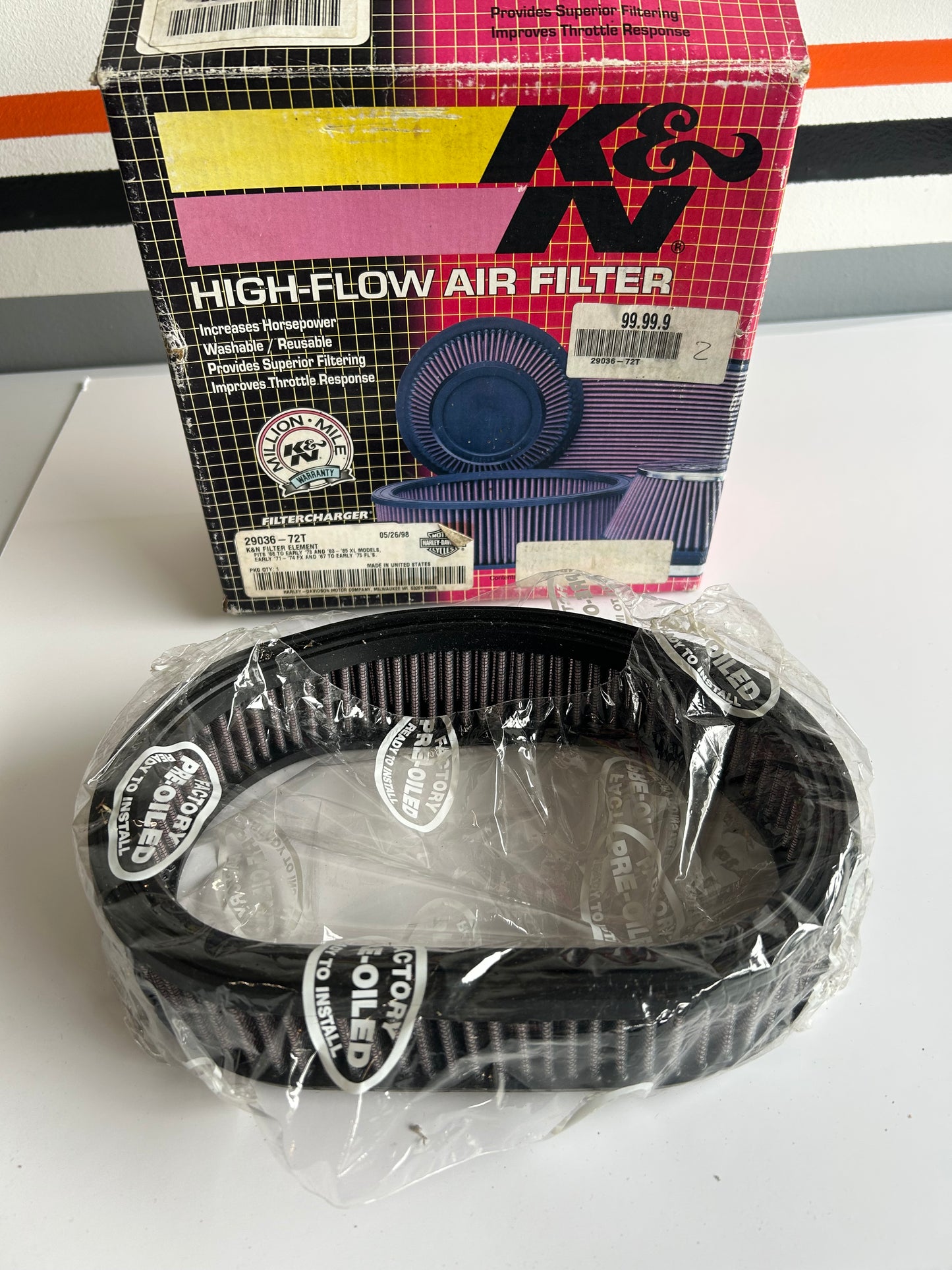 Filtre à air K&N Shovelhead Harley Davidson REF OEM 29036-72T