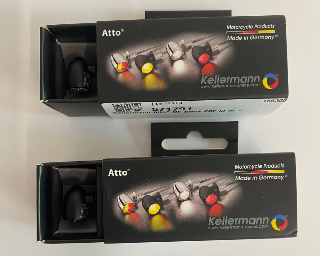 Jeu de 2 mini clignotants Atto DF 3 fonctions noir Kellermann Harley Davidson REF MCS 571791
