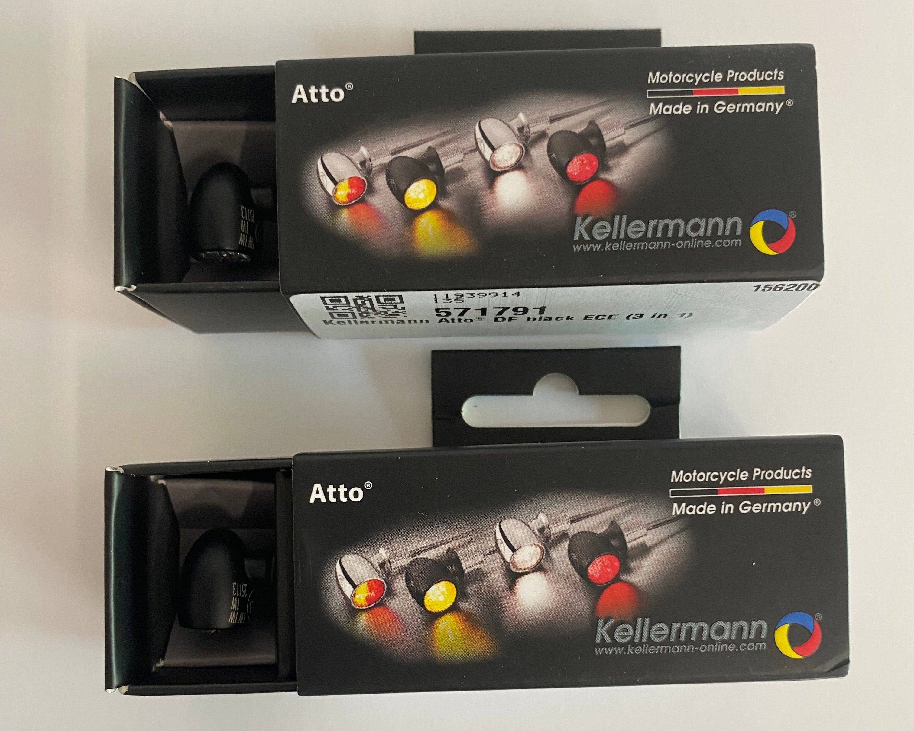 Jeu de 2 mini clignotants Atto DF 3 fonctions noir Kellermann Harley Davidson REF MCS 571791