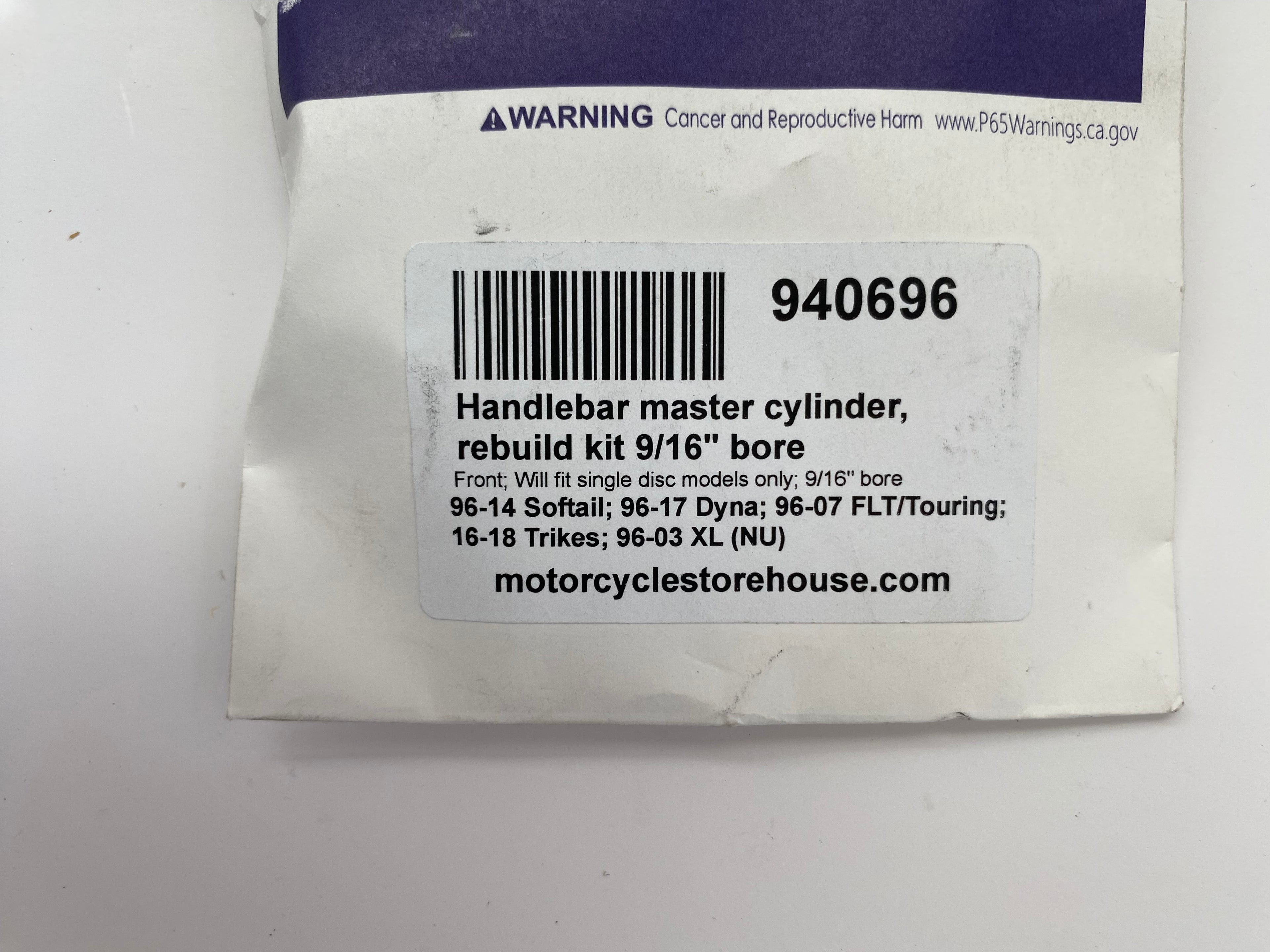 Kit de réparation maitre-cylindre de frein avant 9/16 Harley Davidson REF OEM 45006-96F
