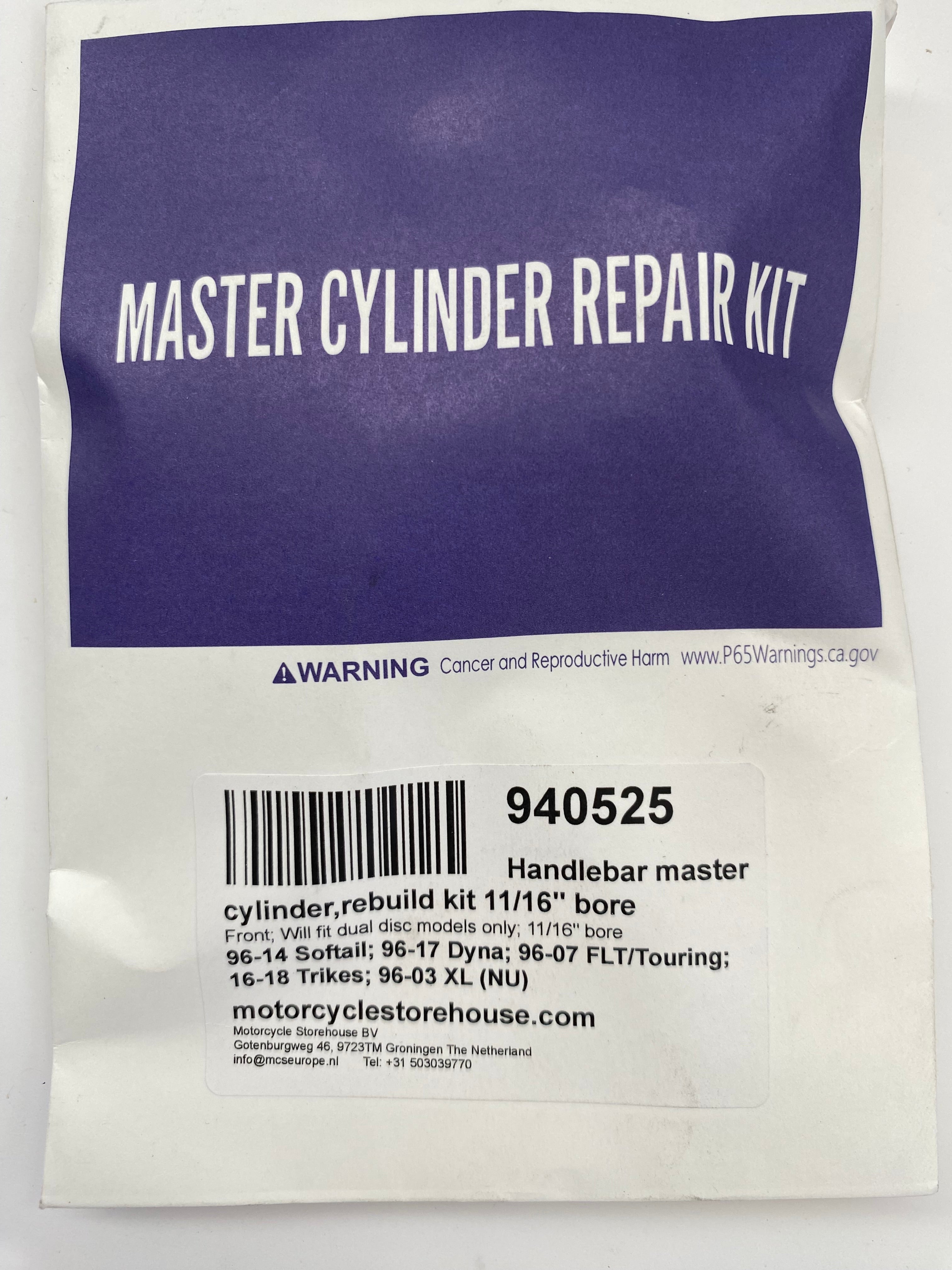 Kit de réparation de maitre cylindre de frein avant 11/16 Harley Davidson REF OEM 45072-96E