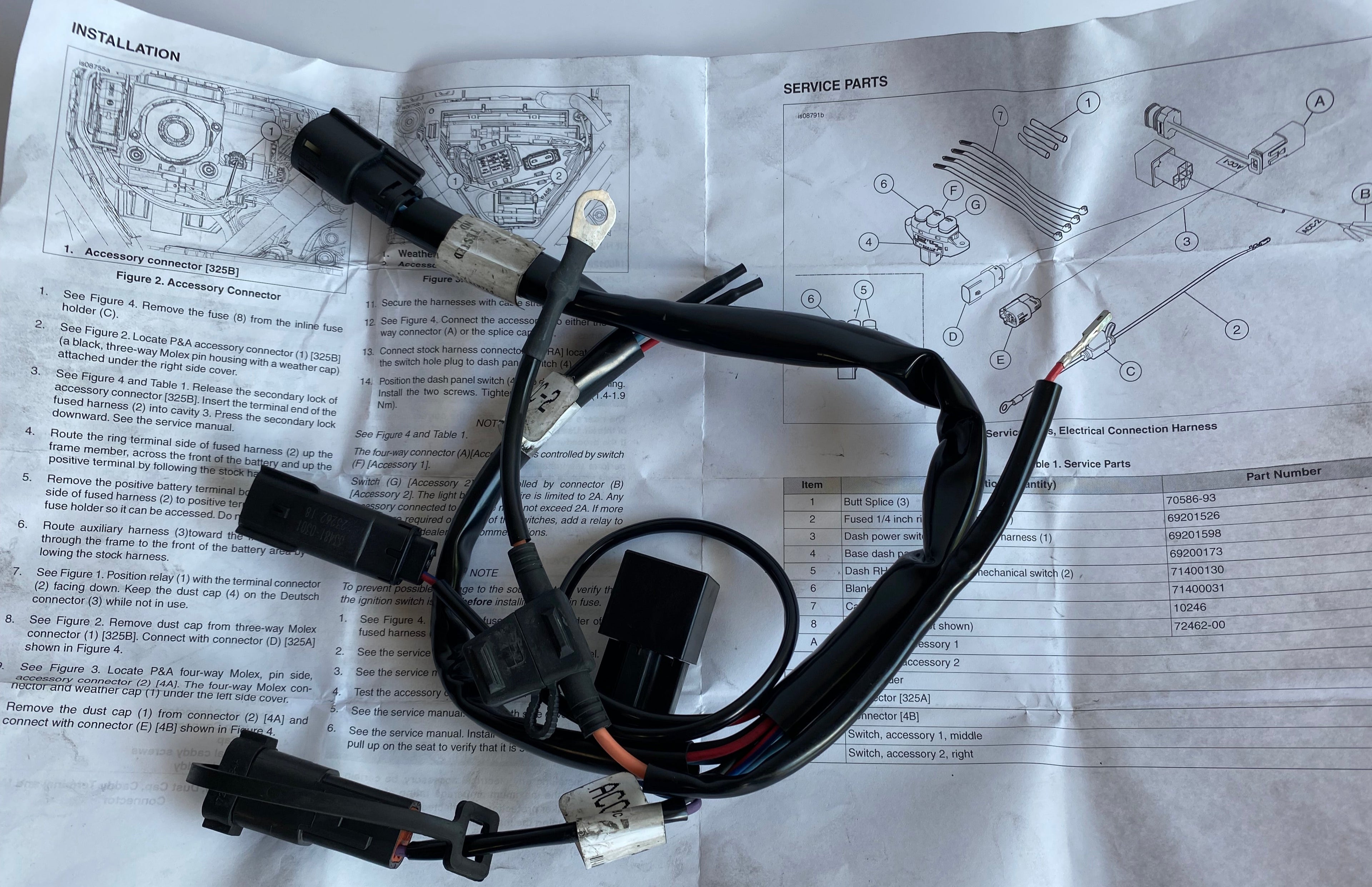 Harley Davidson Auxiliary Power Switch Harness REF OEM 69201598