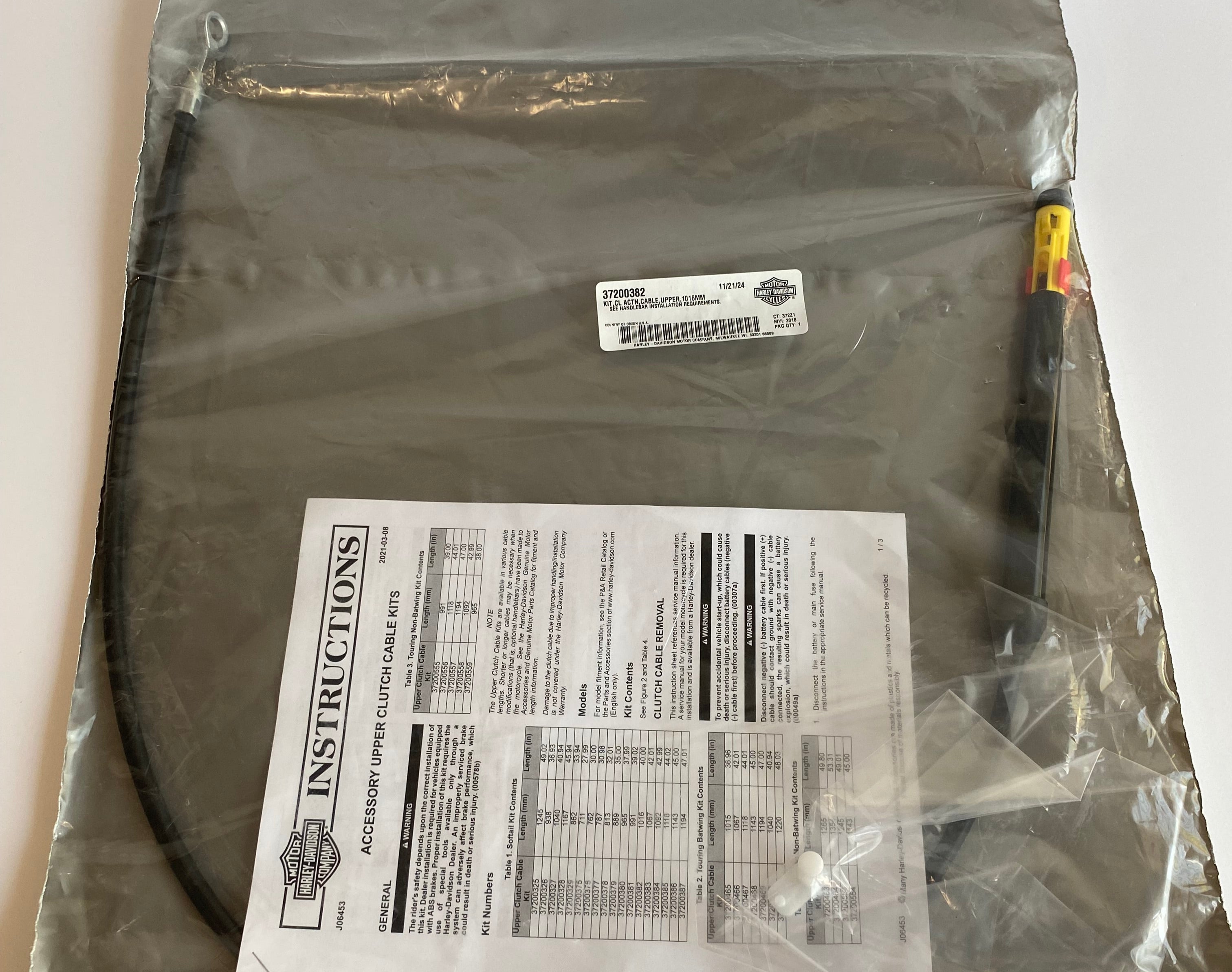 Upper clutch cable 40 inches apehanger 12 inches Harley Davidson REF OEM 37200382