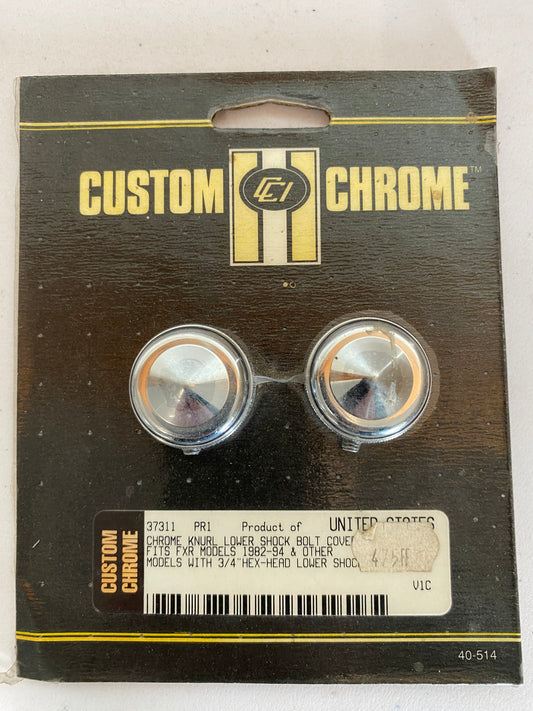 Caches vis du bas d'amortisseurs Harley Davidson REF custom chrome : 37-311