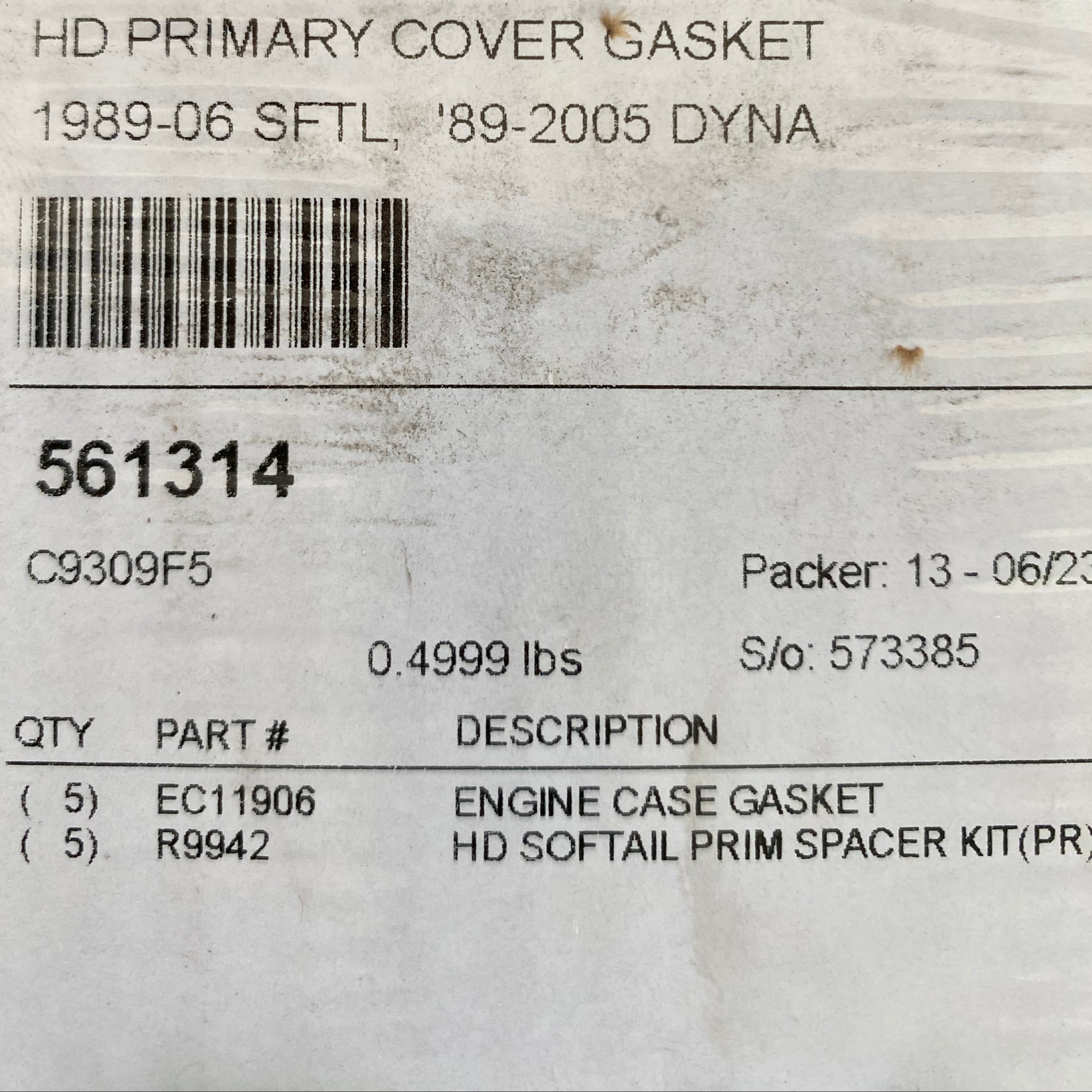 Joint carter primaire Cométic Harley Davidson REF OEM 60539-89B & 60539-94B