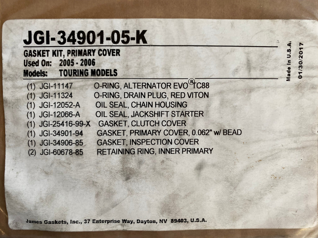 Pochette de joints transmission primaire Touring Harley Davidson REF OEM 34901-05