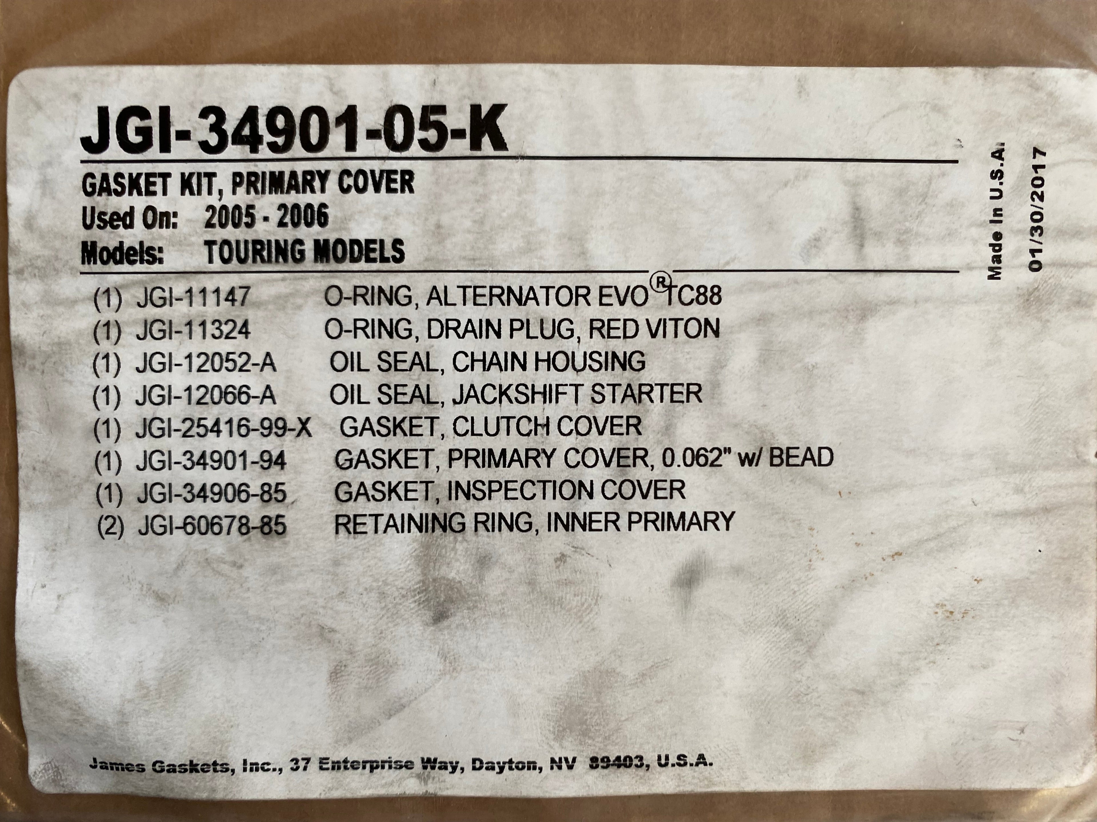 Pochette de joints transmission primaire Touring Harley Davidson REF OEM 34901-05